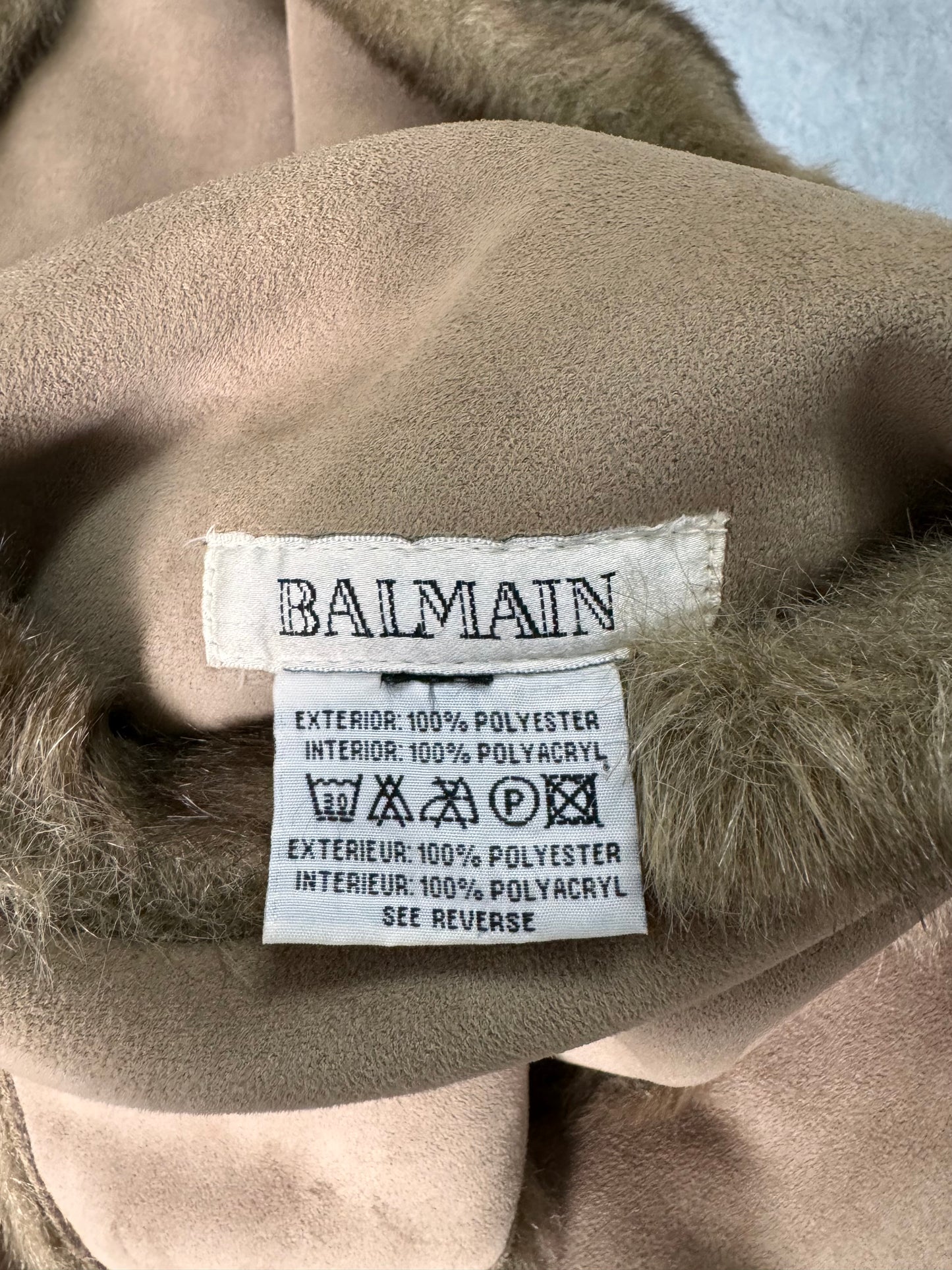 1990年代 Balmain フェイクファー リバーシブル ジャケット (XL)