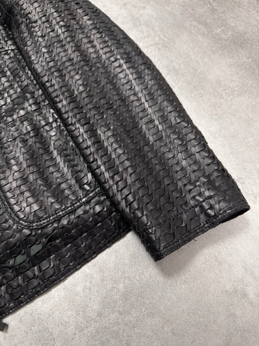 2000s Dolce & Gabbana Woven Black Leather Jacket