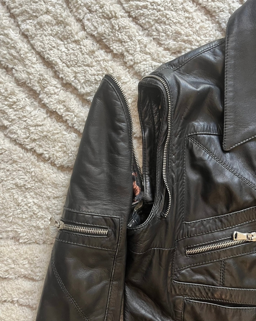 00年代 ドルチェ＆ガッバーナ マルチジップ レザージャケット 取り外し可能アーム付き (XS)