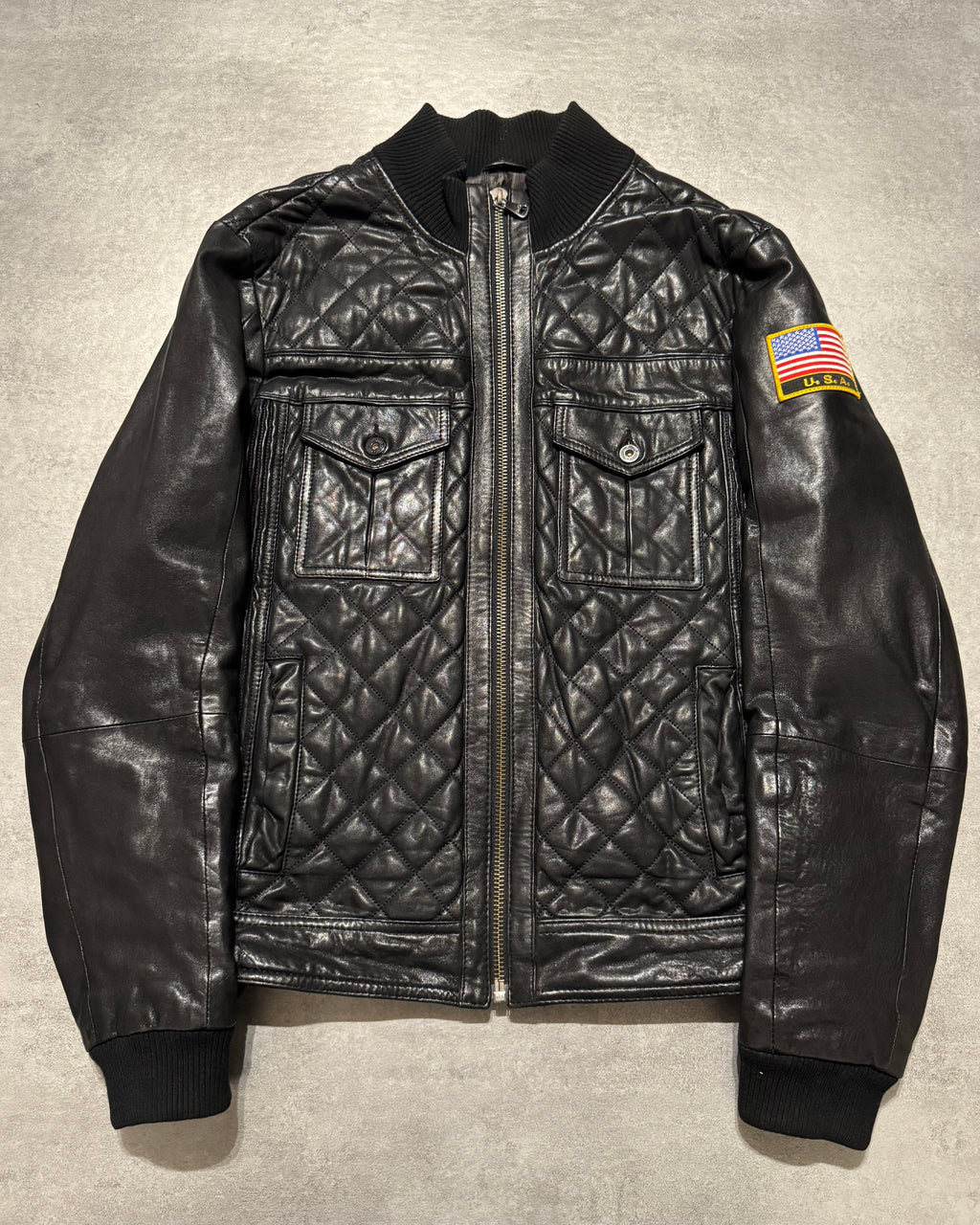 2000s Dolce & Gabbana USA Black Quilted Leather Jacket