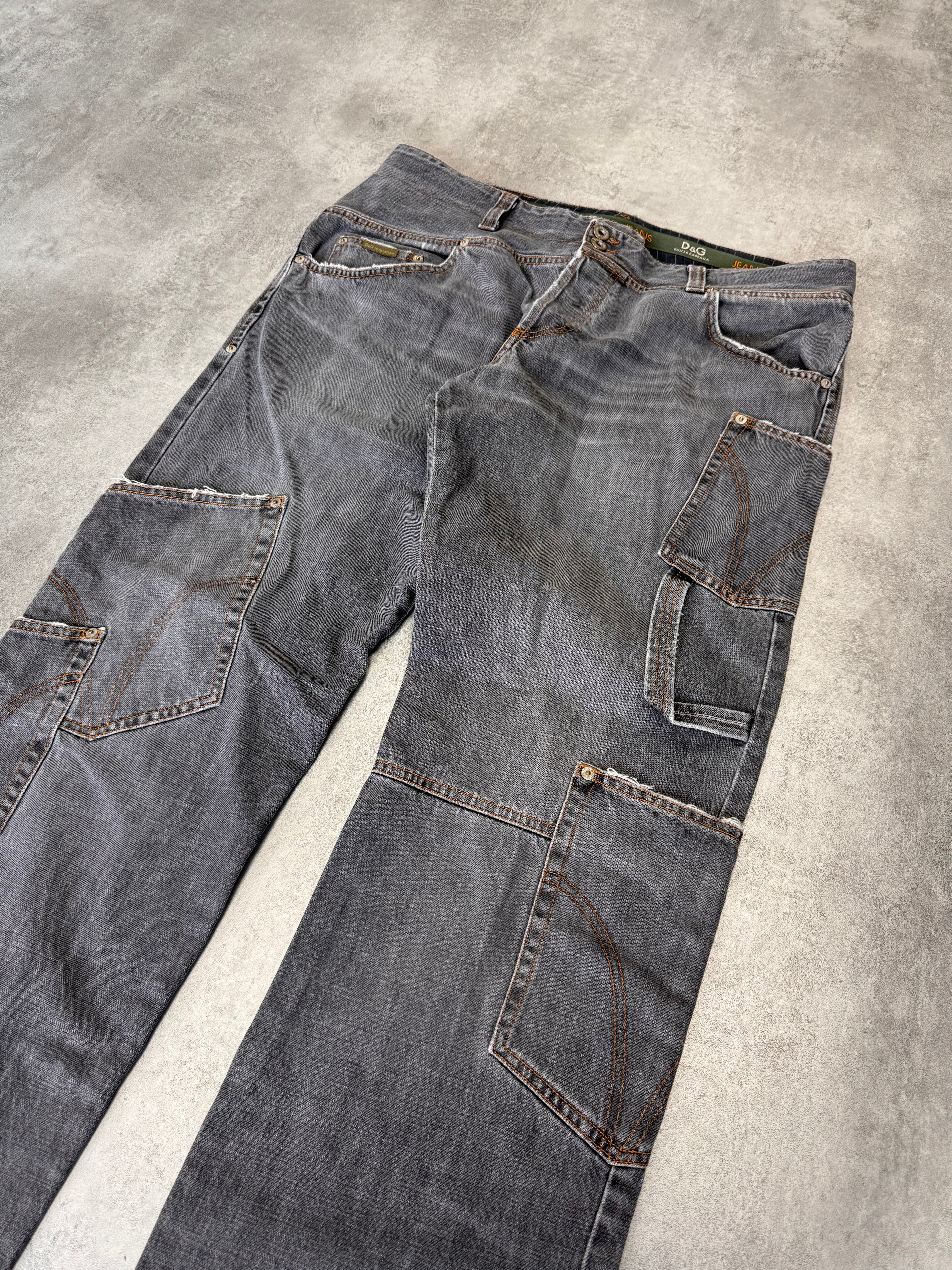 AW2003 Dolce & Gabbana Multi-Pocket Asymmetrical Carpenter Jeans