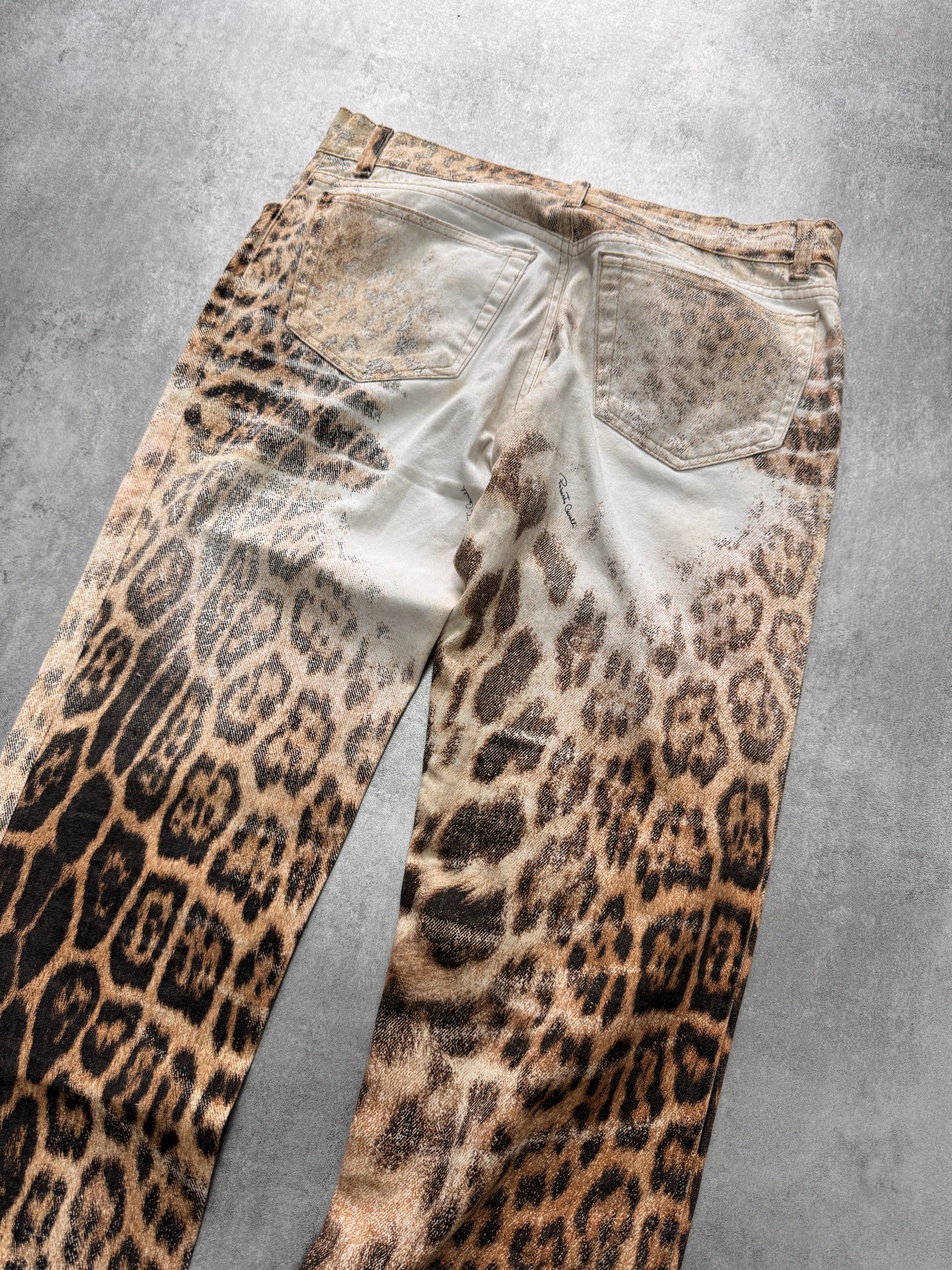 AW2002/03 Roberto Cavalli Jaguar White Faded Pants (S)