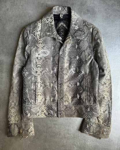 2000s Cavalli Varnished Python Skin Leather Jacket (M)