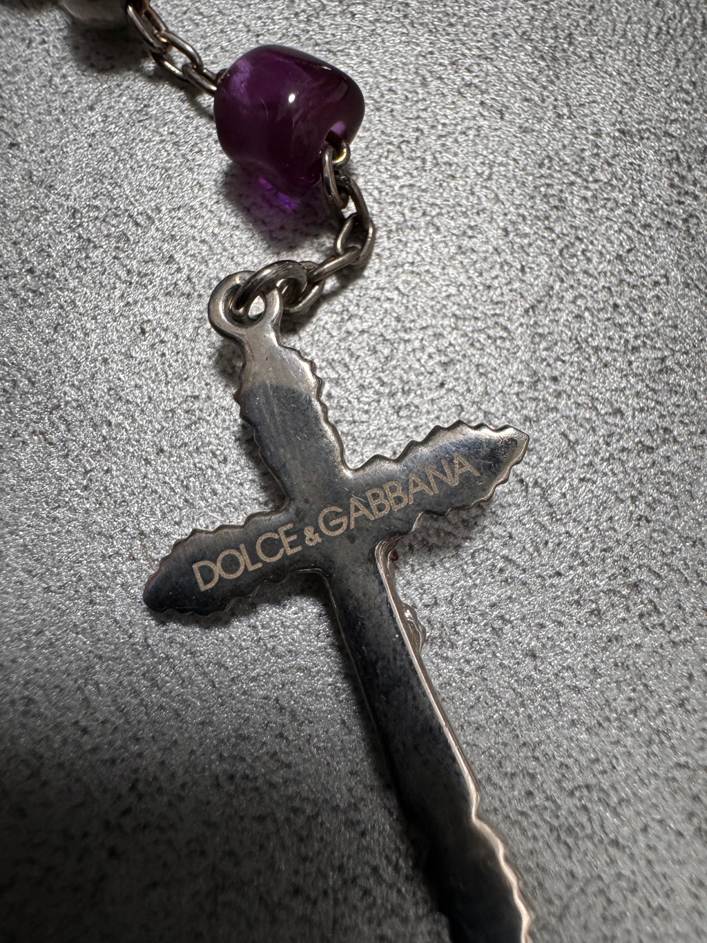 Dolce & Gabbana Purple Crystal Rosary Necklace