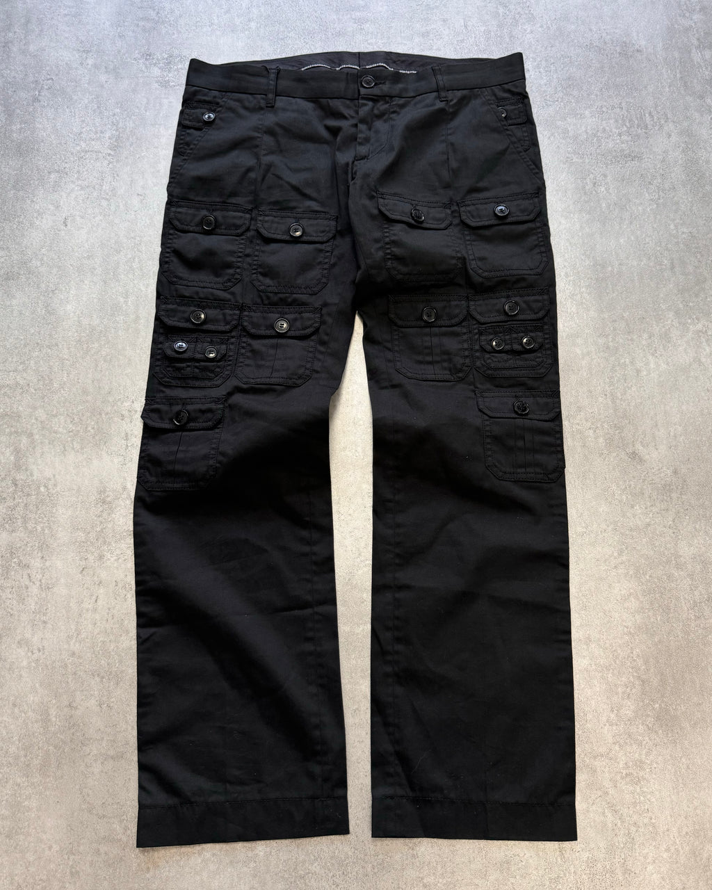 SS2008 Dolce & Gabbana Multi-Pocket Cargo Black Pants