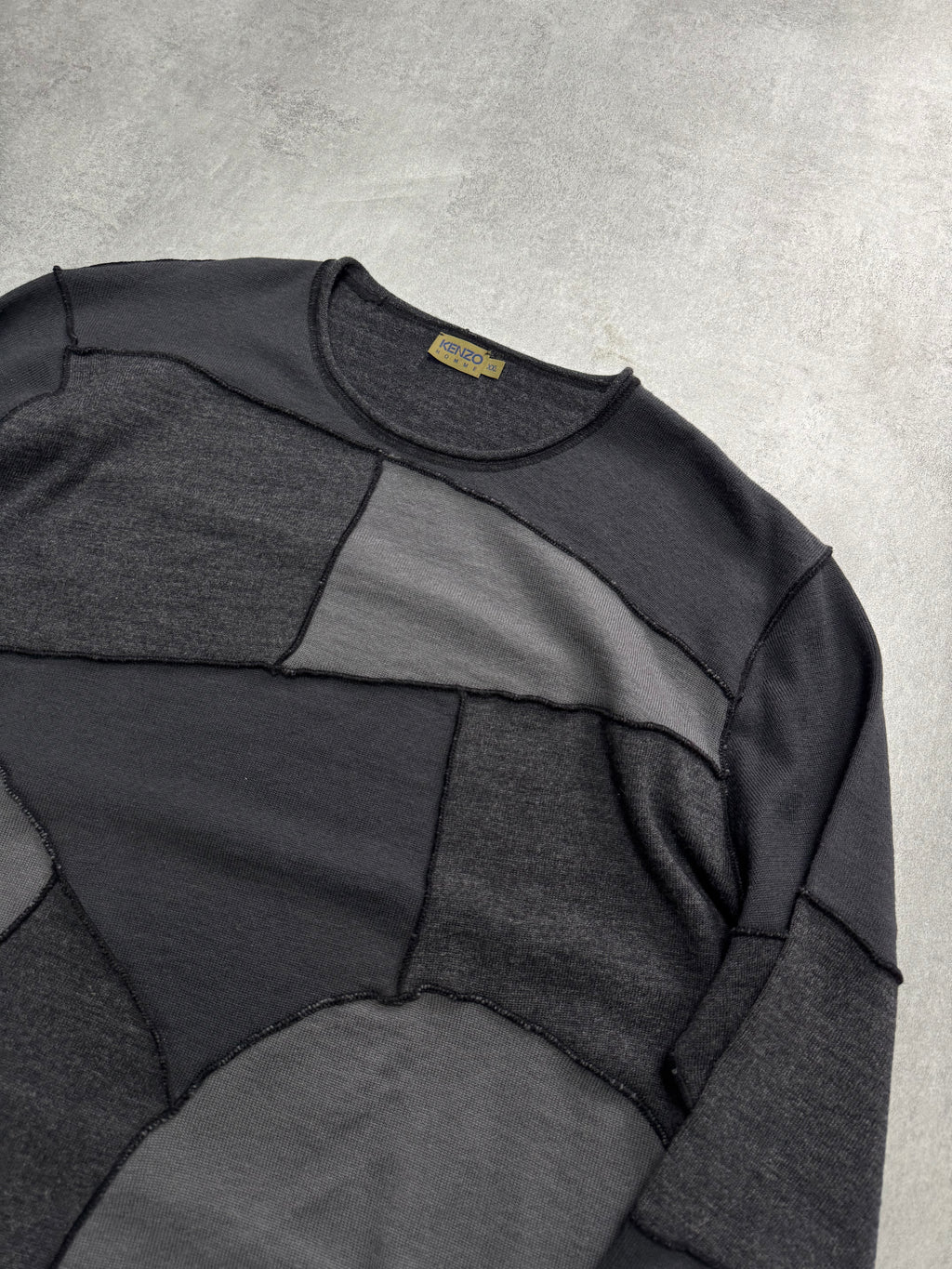 2000s Kenzo Patchworks Wool Grey Sweater