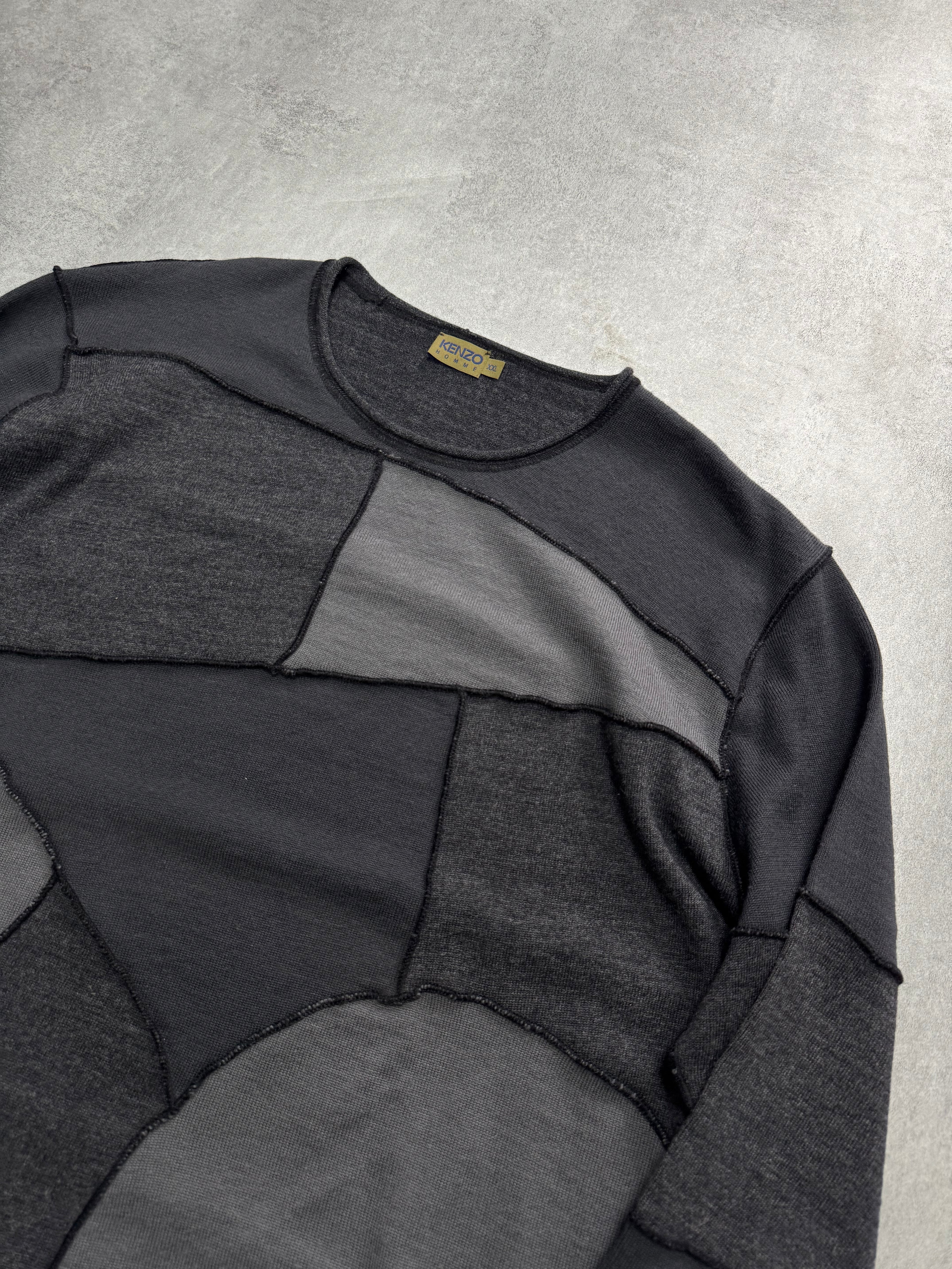 2000s Kenzo Patchworks Wool Grey Sweater