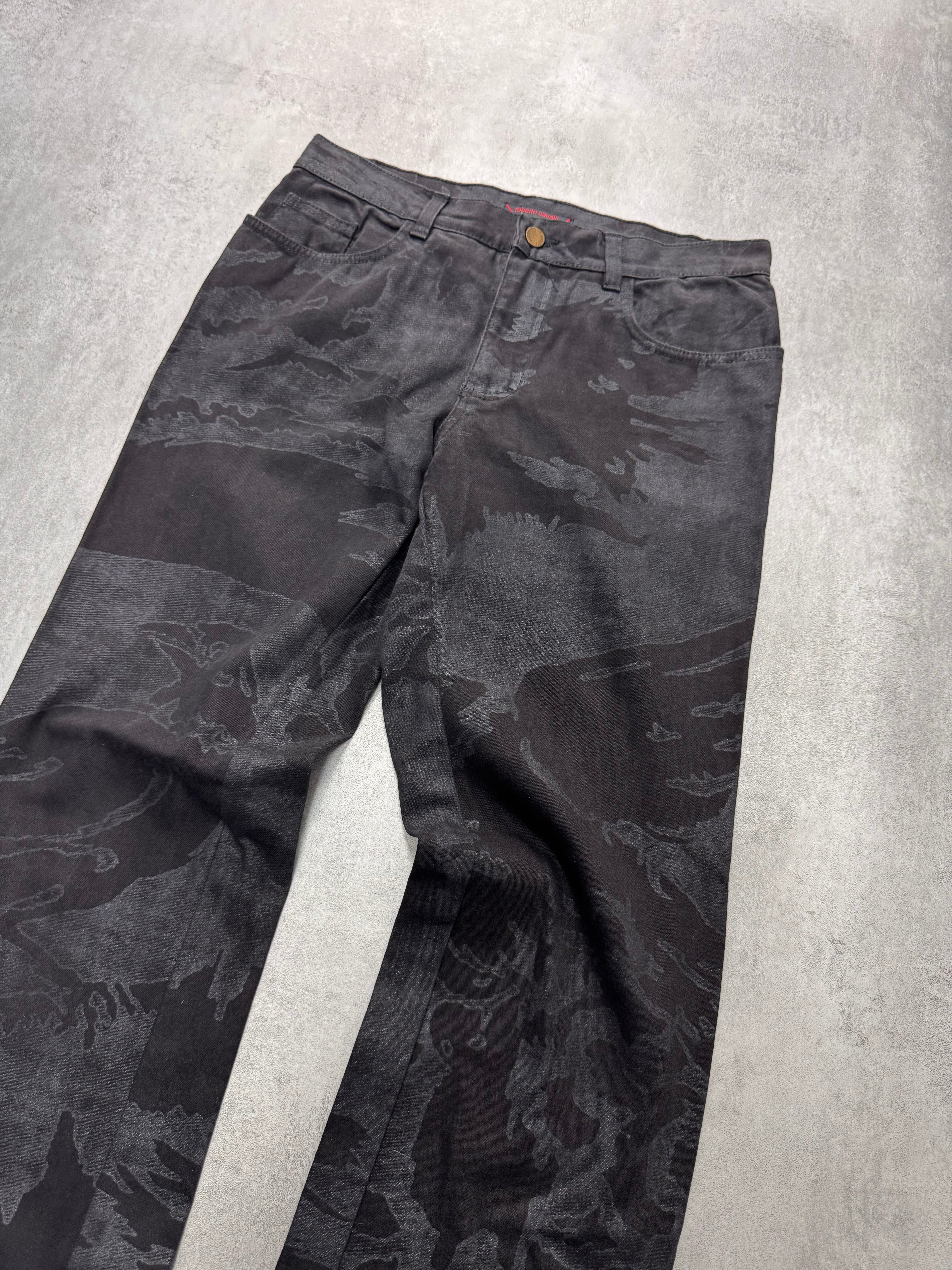 AW2001/02 Roberto Cavalli Black Crow Camouflage Pants