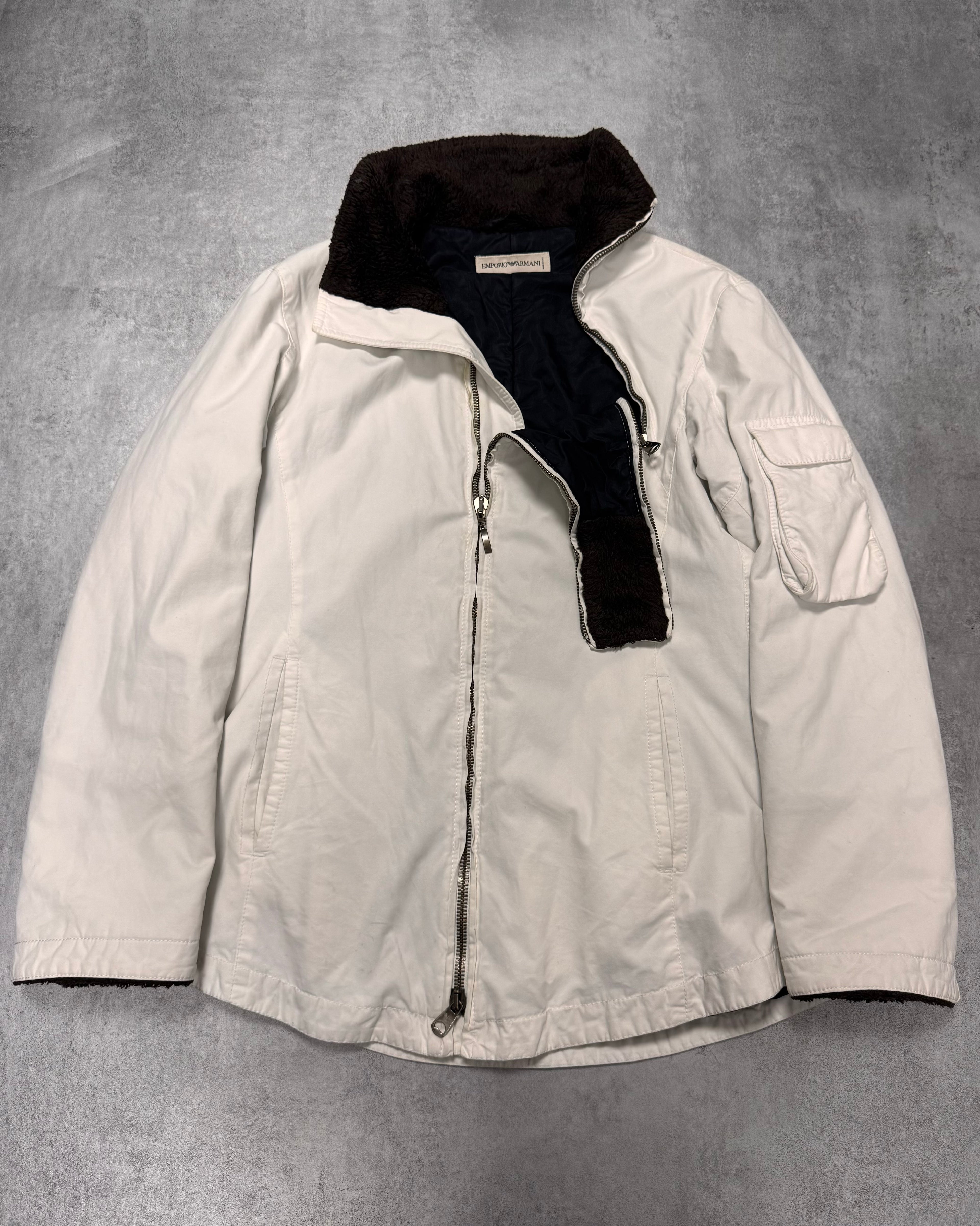 1990s Emporio Armani Snow White Double Zipper Jacket