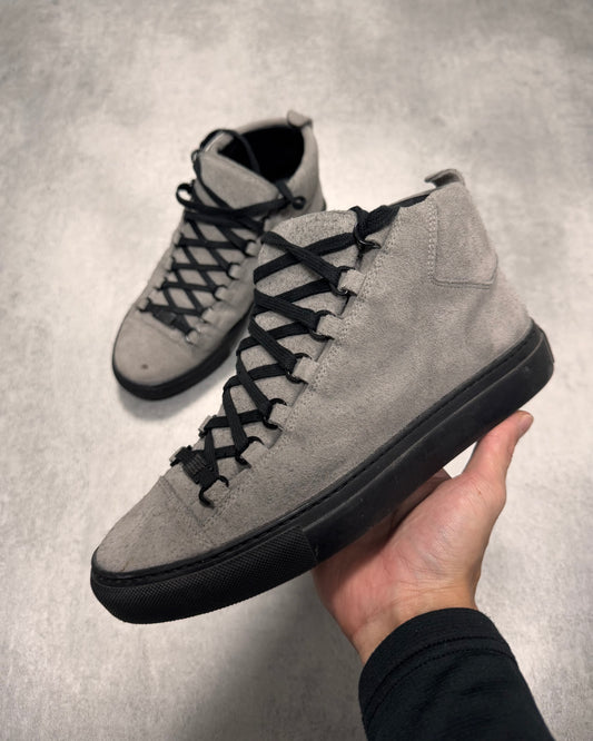 Balenciaga Arena High Grey Suede Leather Sneakers (40eu/us7)