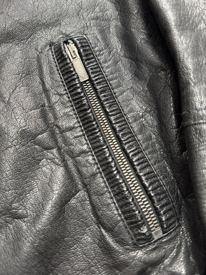 AW2007 Emporio Armani Textured Black Leather Jacket (S/M)