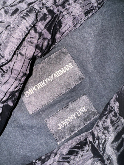 SS2011 Emporio Armani Plissé 混合 2 拉链皮夹克 (M/L)