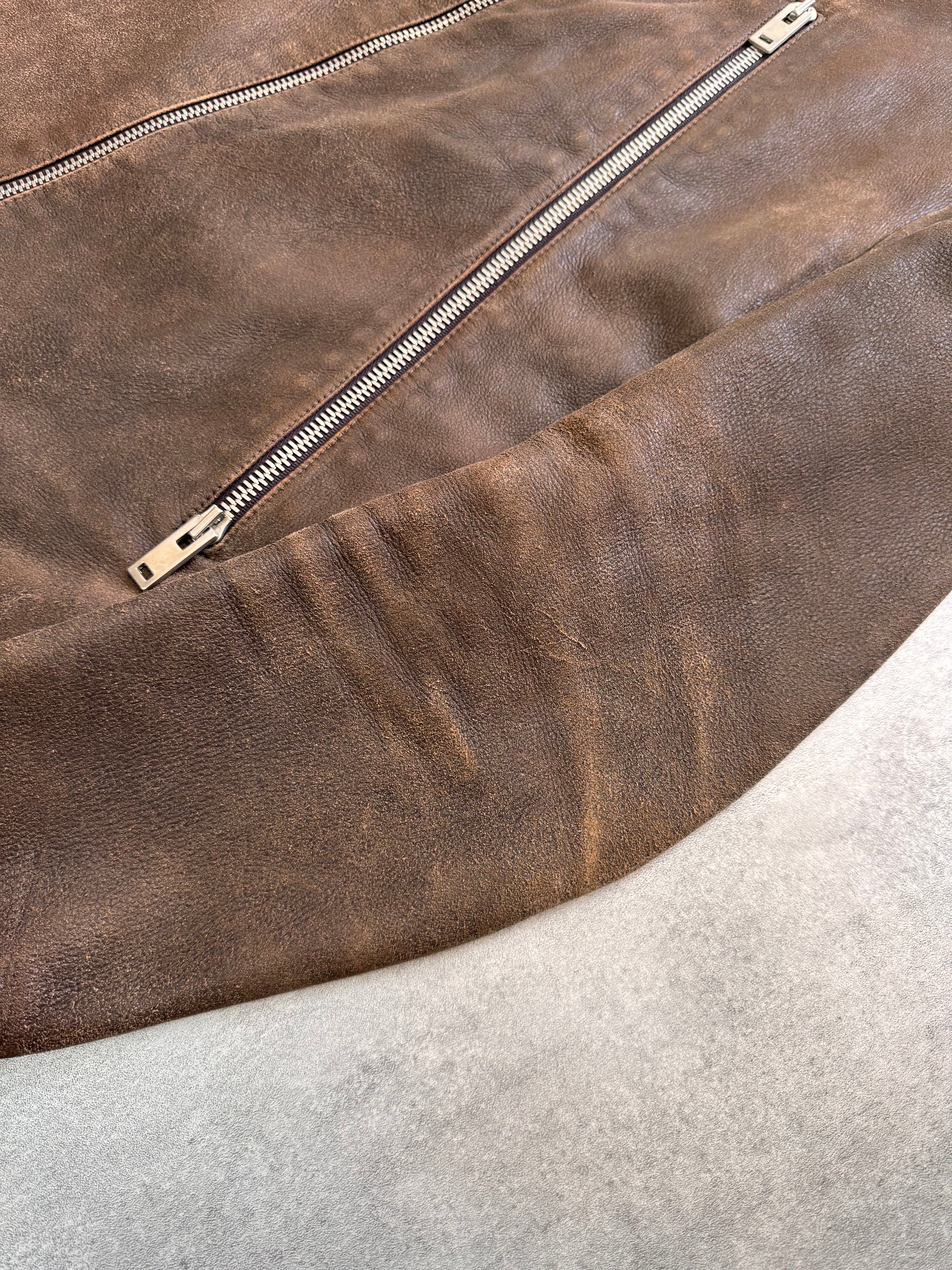 SS2017 Maison Margiela 5-Zip Biker Faded Leather Jacket