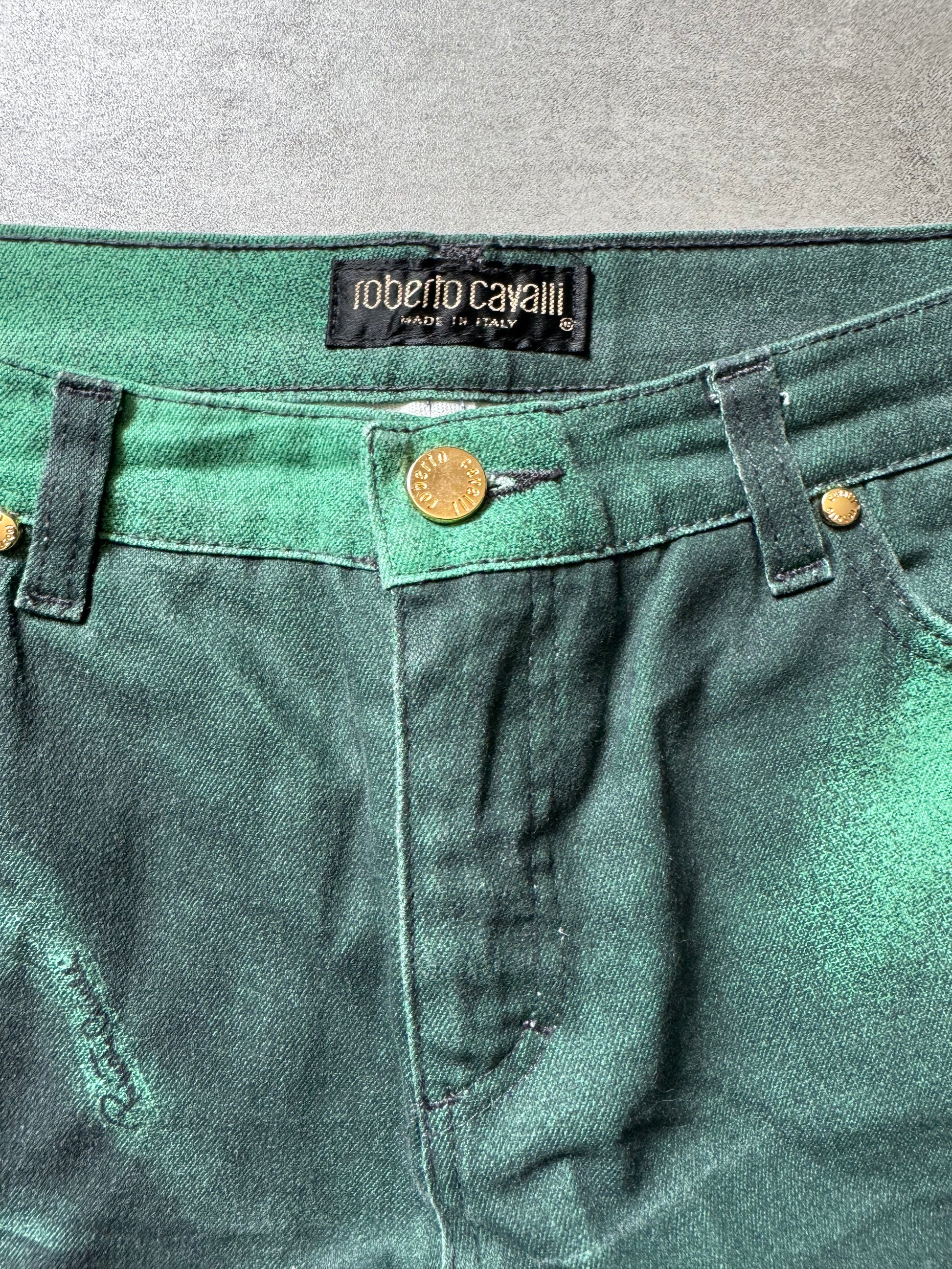 AW2000 Roberto Cavalli Floral Green Spectrum Pants (M) - 7
