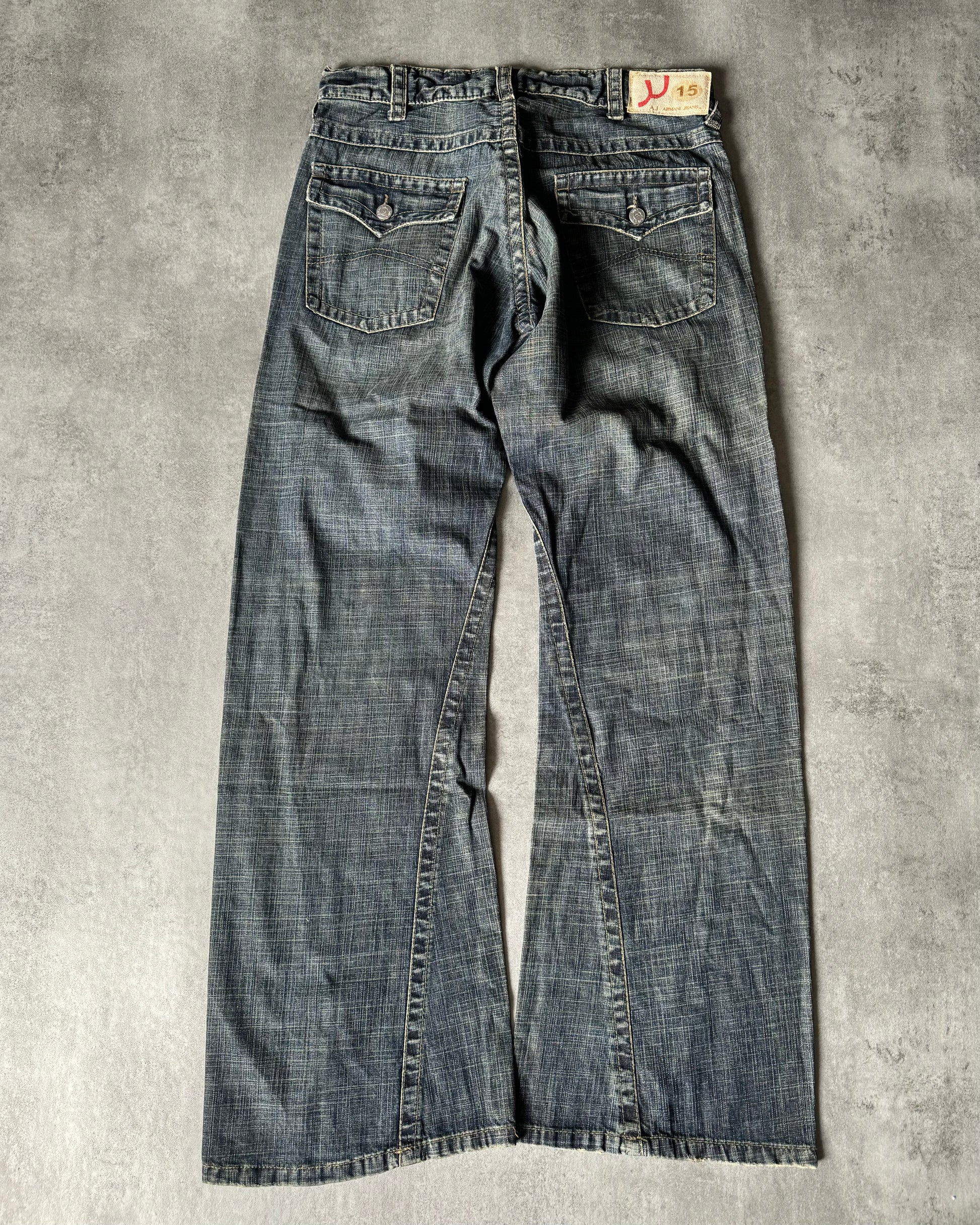 2000s Armani Aero Flared Eclipse Denim Jeans  (L) - 3