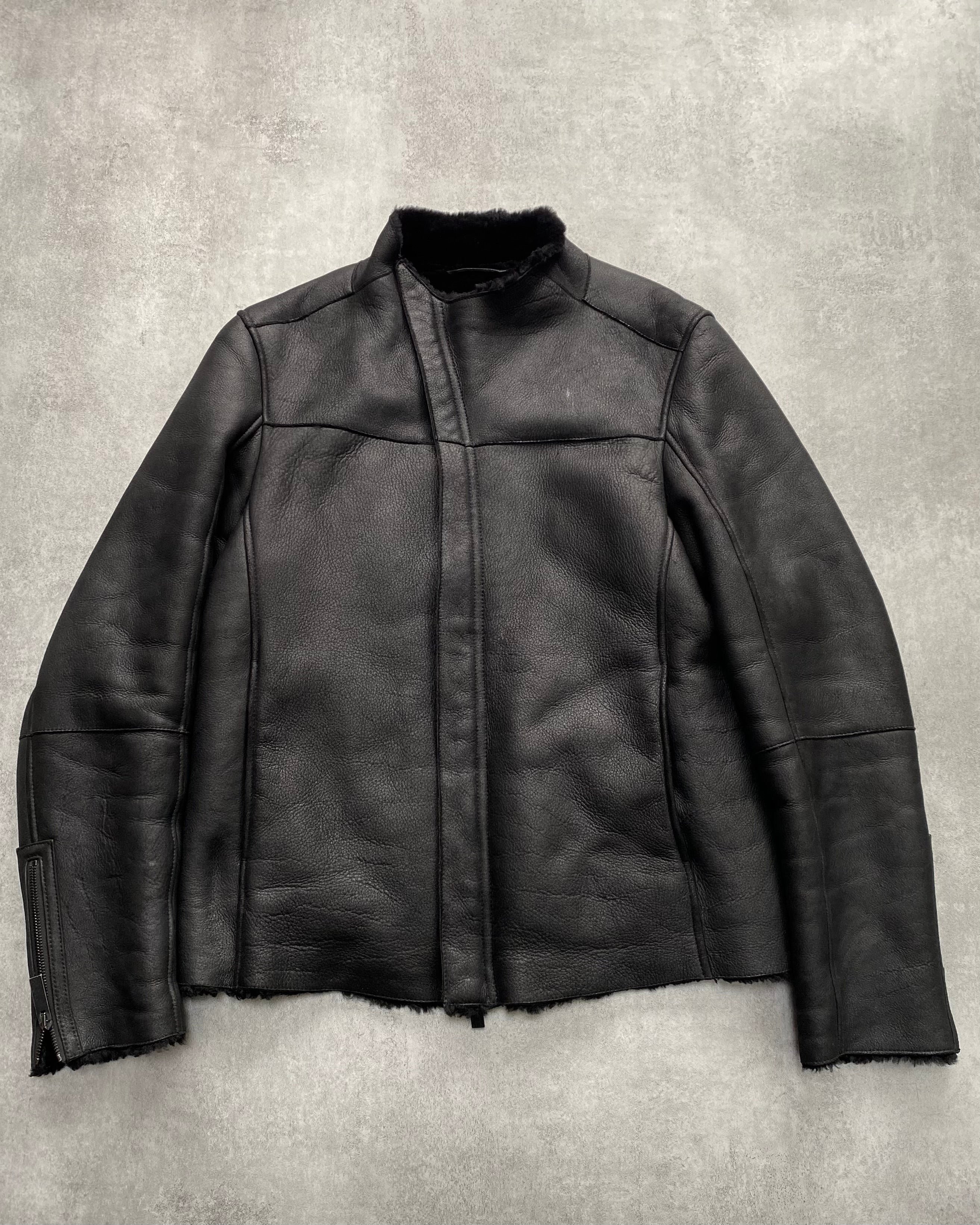 AW2015 Emporio Armani Asymmetrical Leather Jacket