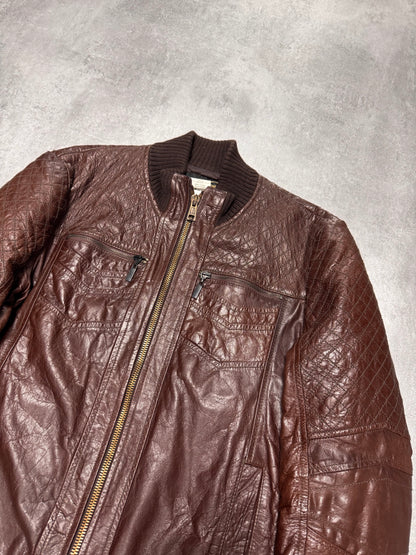 AW2008 Cavalli Brown Leather Bomber Jacket (M)