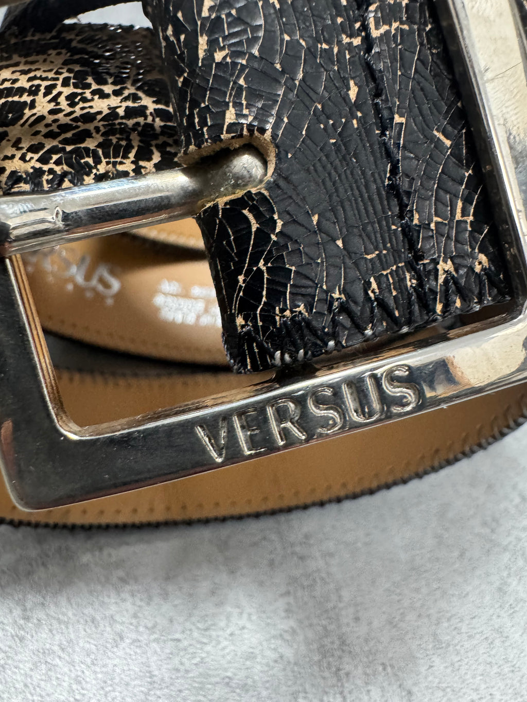 Versace Black Cracked Leather Belt