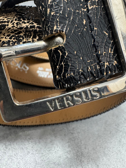 Versace Black Cracked Leather Belt (OS)