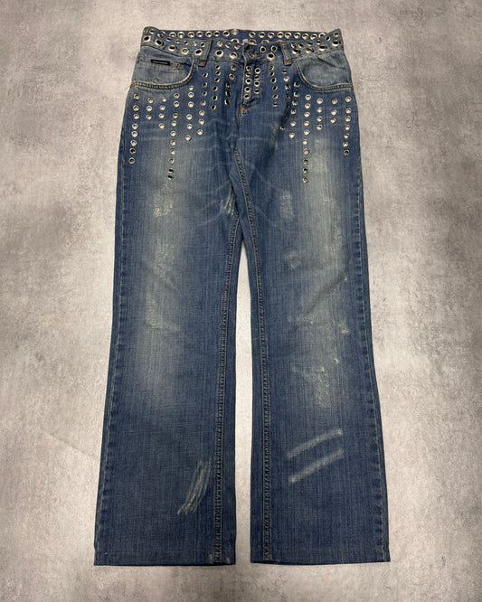 SS2006 Dolce & Gabbana Eyled Punk Holes Jeans (S/M)