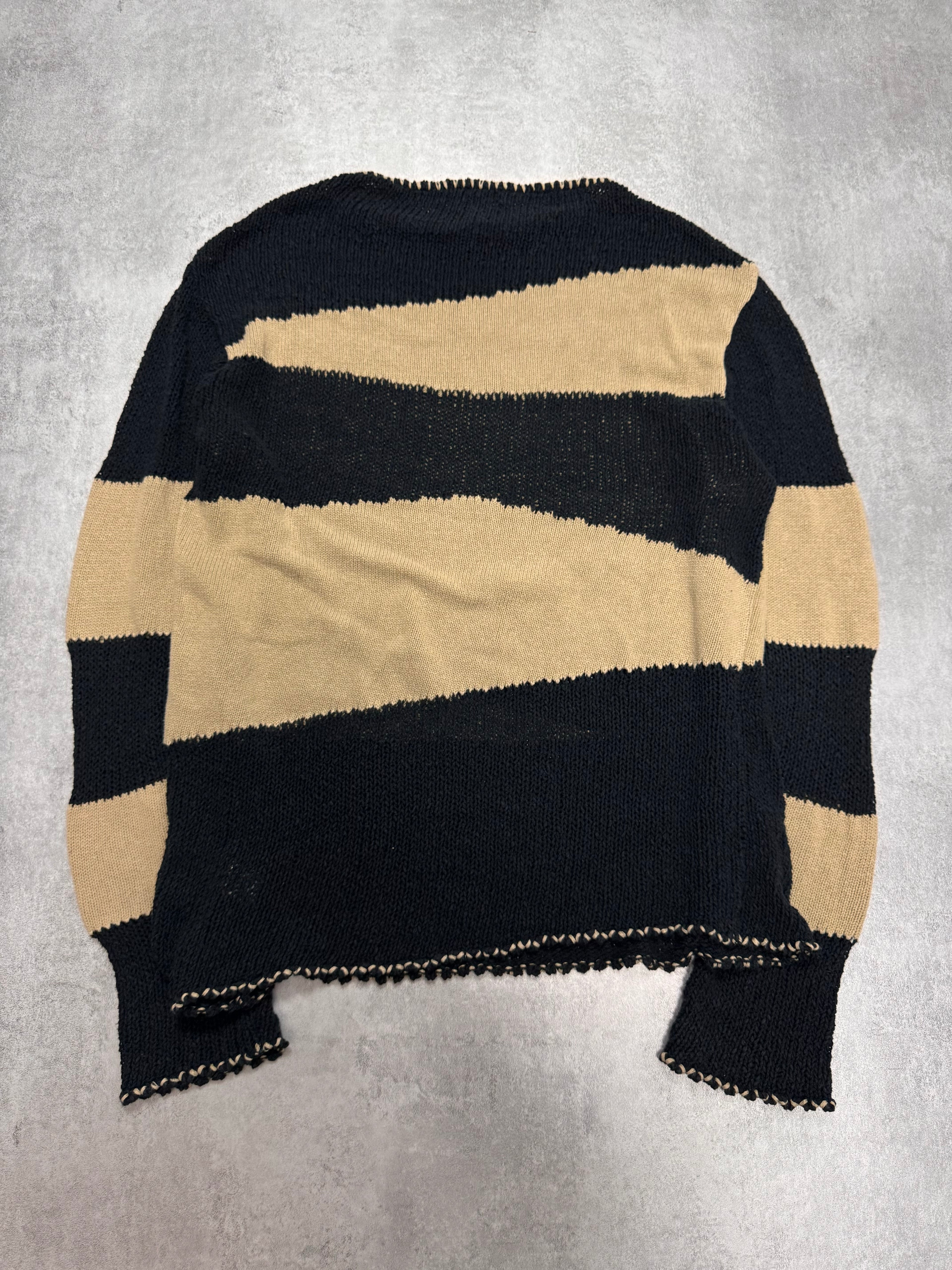 2000s Armani Beige & Navy Knitted Sweater