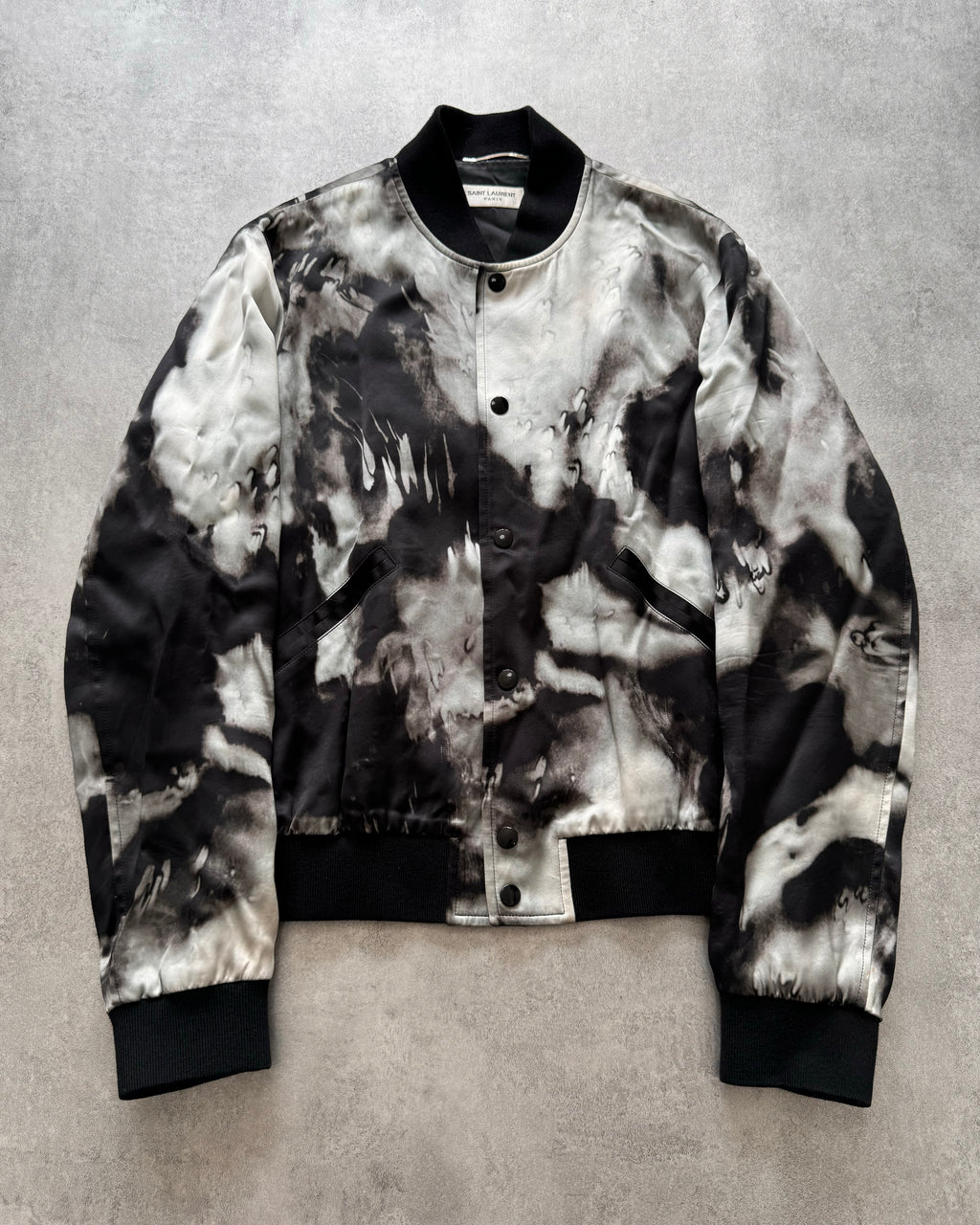 SS2017 Saint Laurent Grey and Black Tie-Dye Bomber Jacket