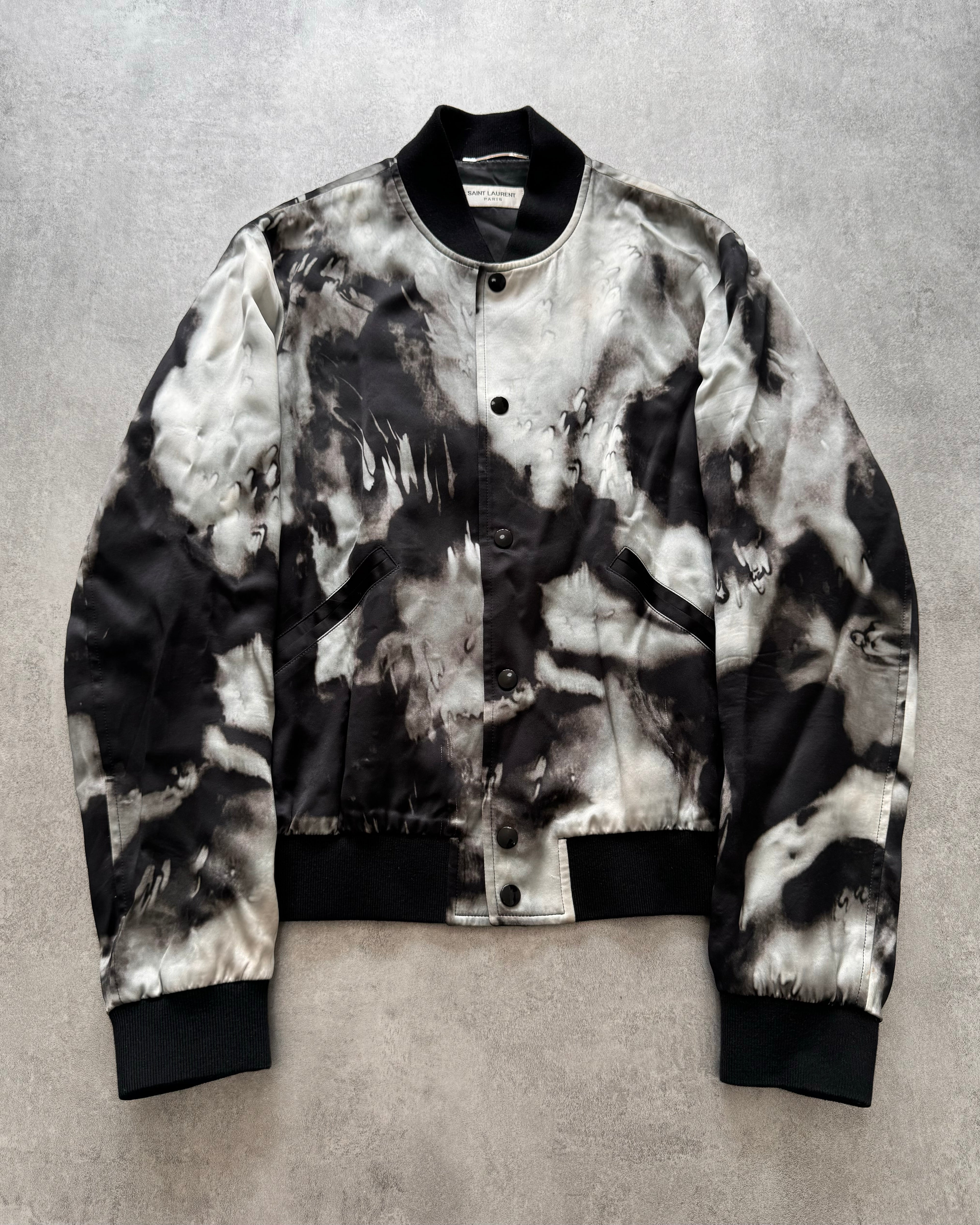 SS2017 Saint Laurent Grey and Black Tie-Dye Bomber Jacket