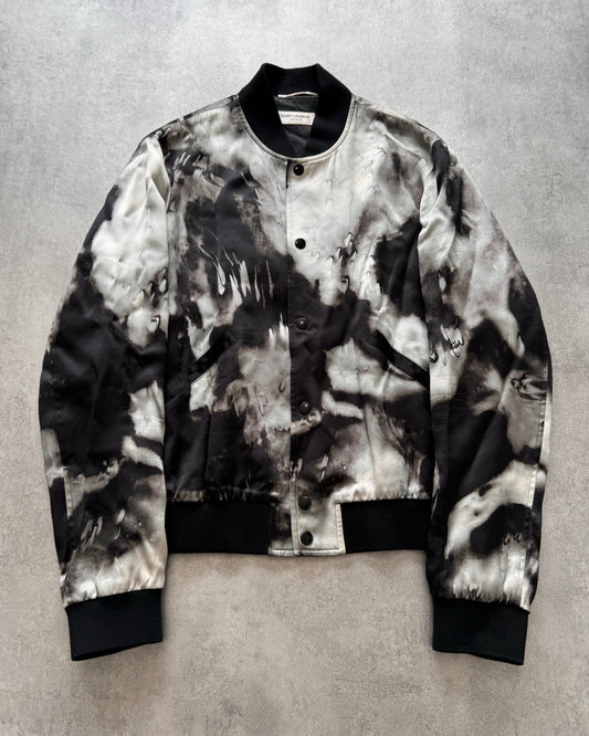 SS2017 Saint Laurent Grey and Black Tie-Dye Bomber Jacket (S/M)