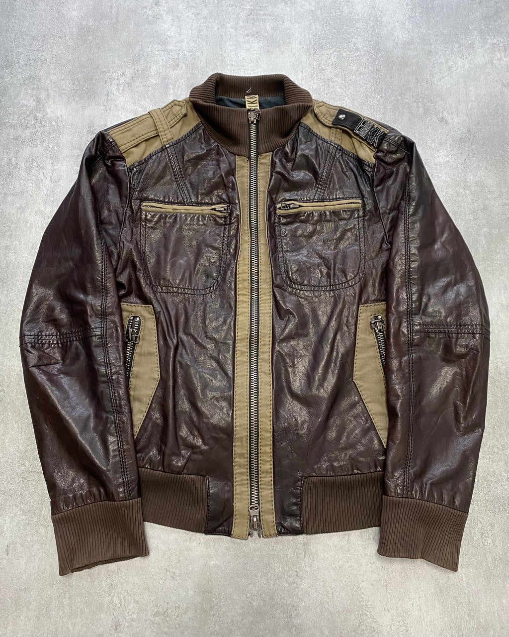 Dirk Bikkembergs Elite Parachute Brown Leather Jacket