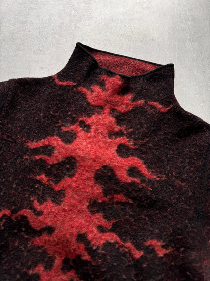 1990s Roberto Cavalli Red Fire High Neck Sweater (S/M)