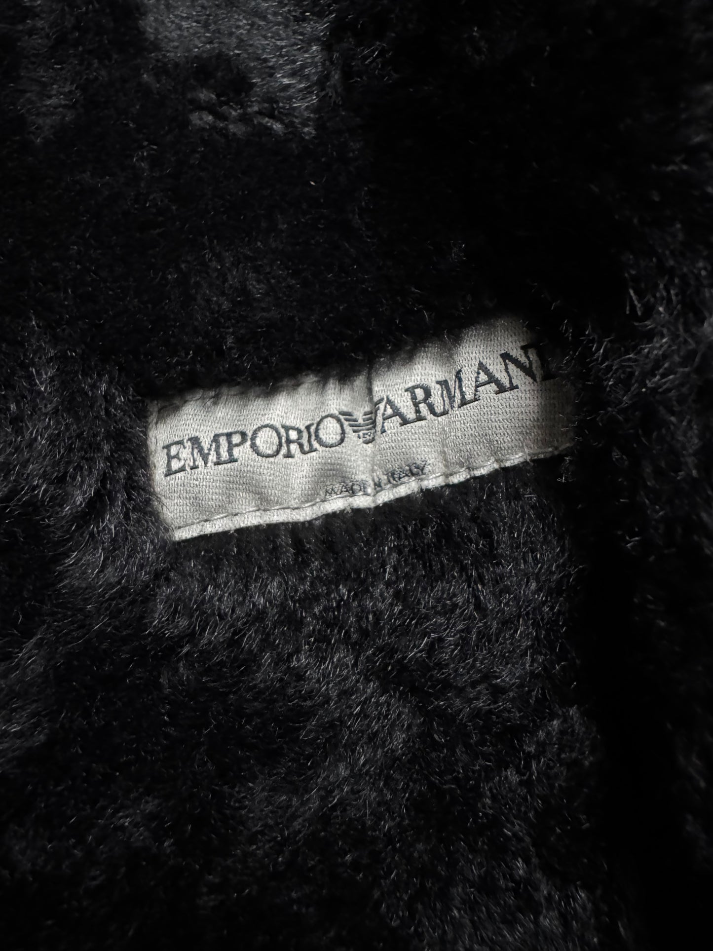 AW2007 Emporio Armani Black Shearling Fitted Jacket (XS)