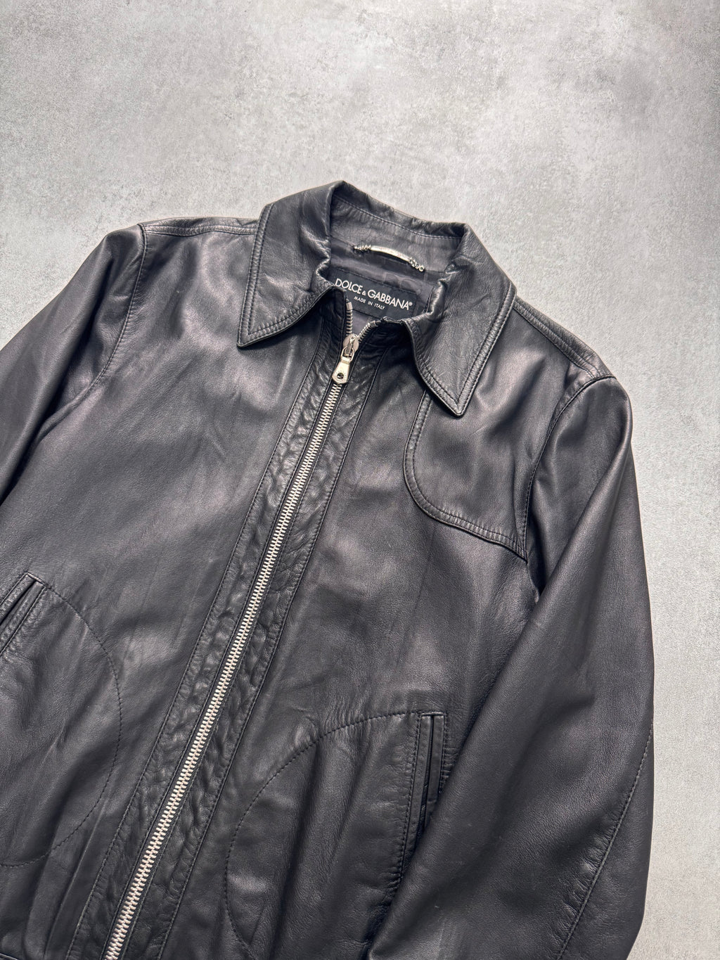 2000s Dolce & Gabbana Spy Black Leather Jacket