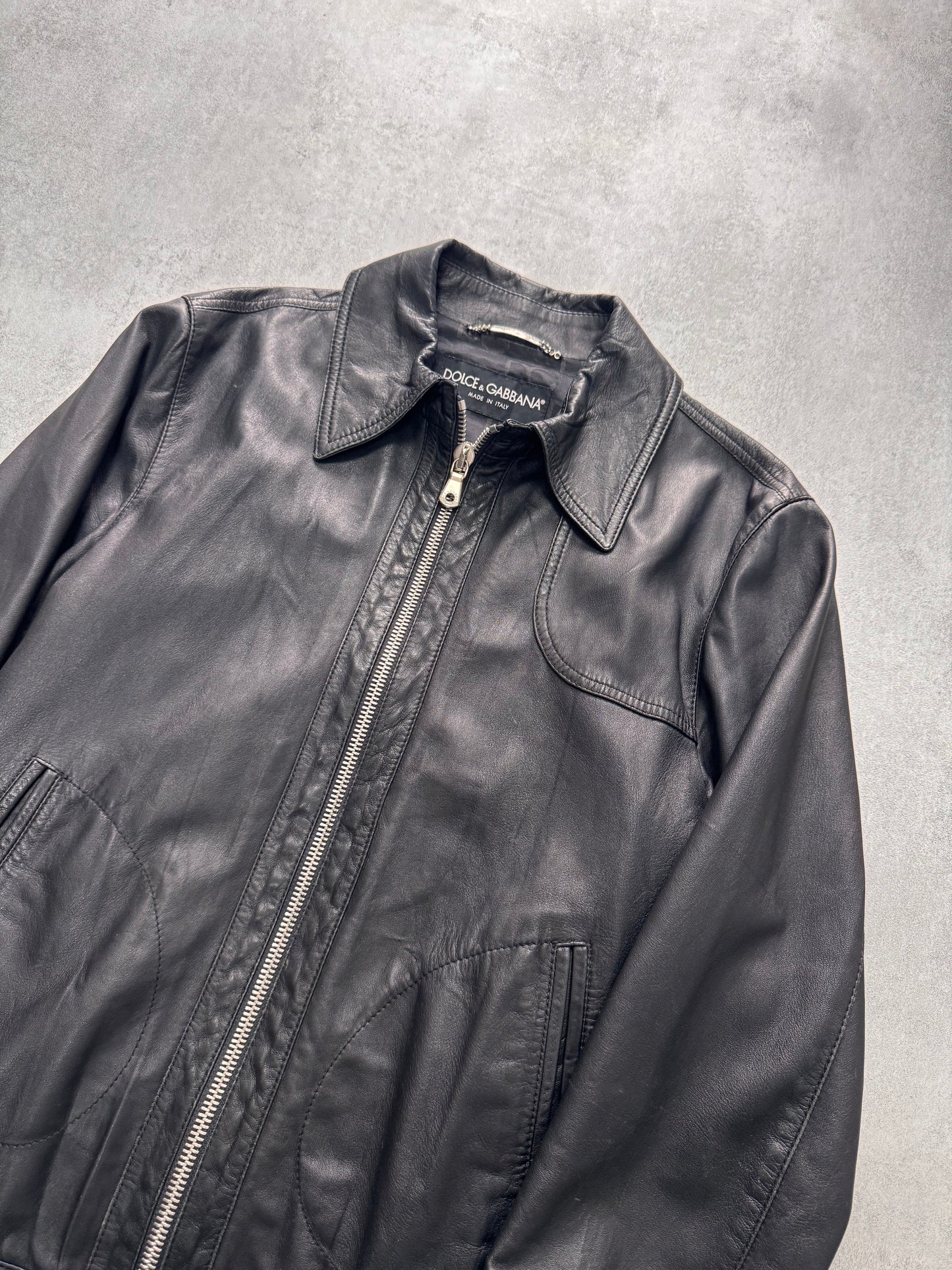 2000s Dolce & Gabbana Spy Black Leather Jacket (S/M)