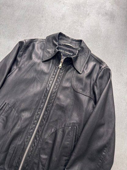 2000s Dolce & Gabbana Spy Black Leather Jacket (S/M)