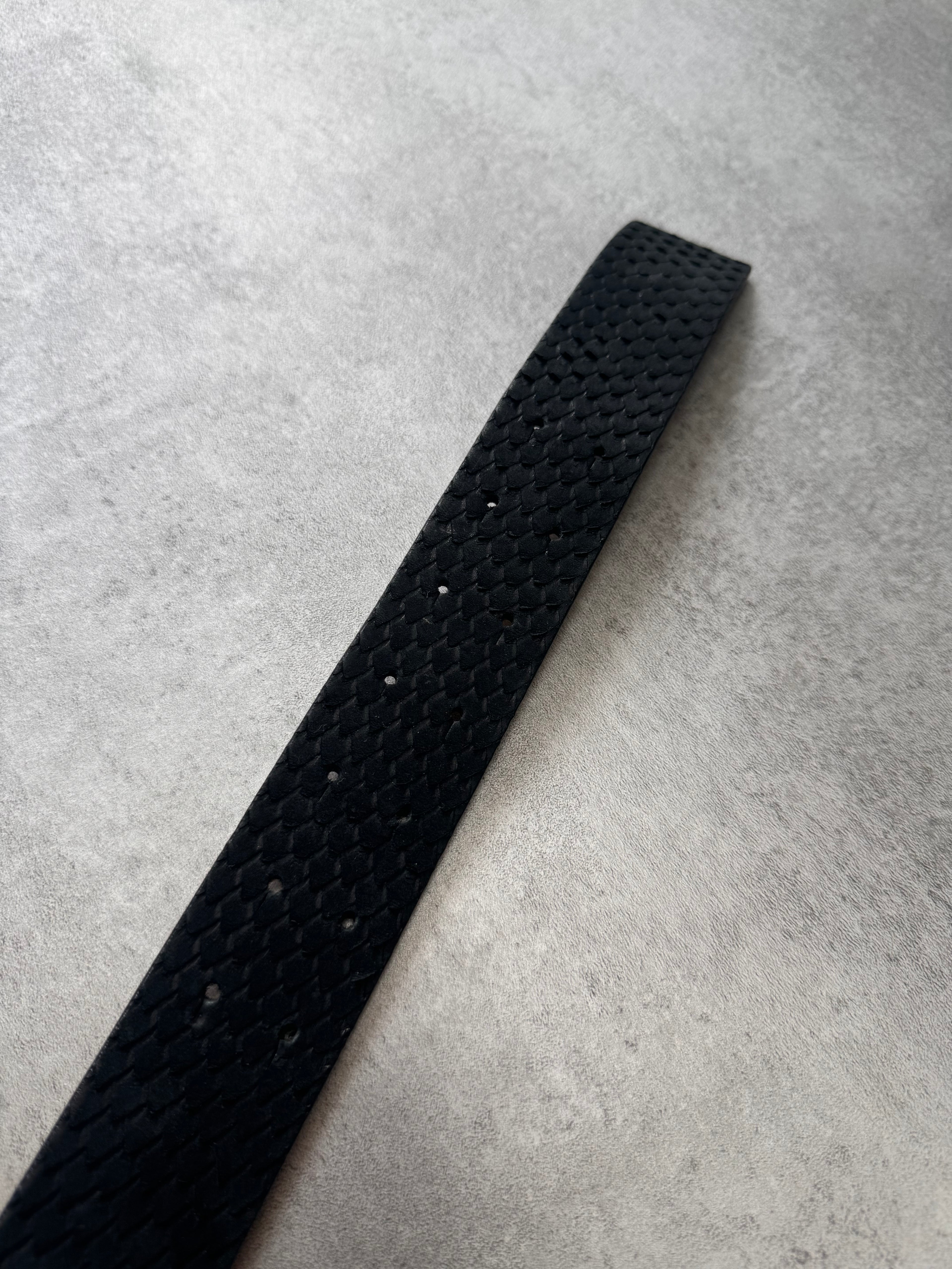 Roberto Cavalli Golden Snake Buckle Dark Navy Leather Belt