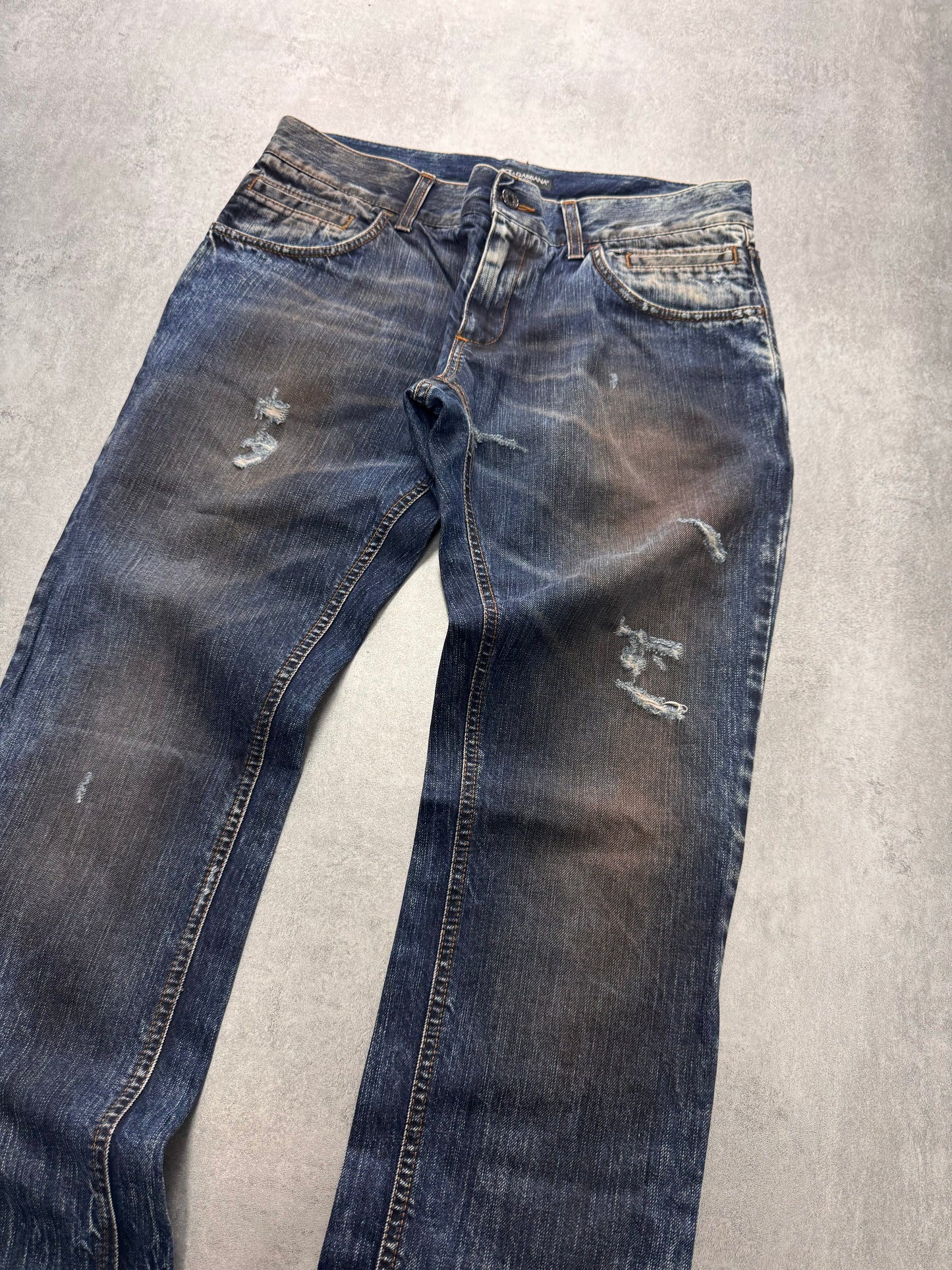 2000s Dolce & Gabbana Dirty Effect Denim Slim Jeans (S/M)