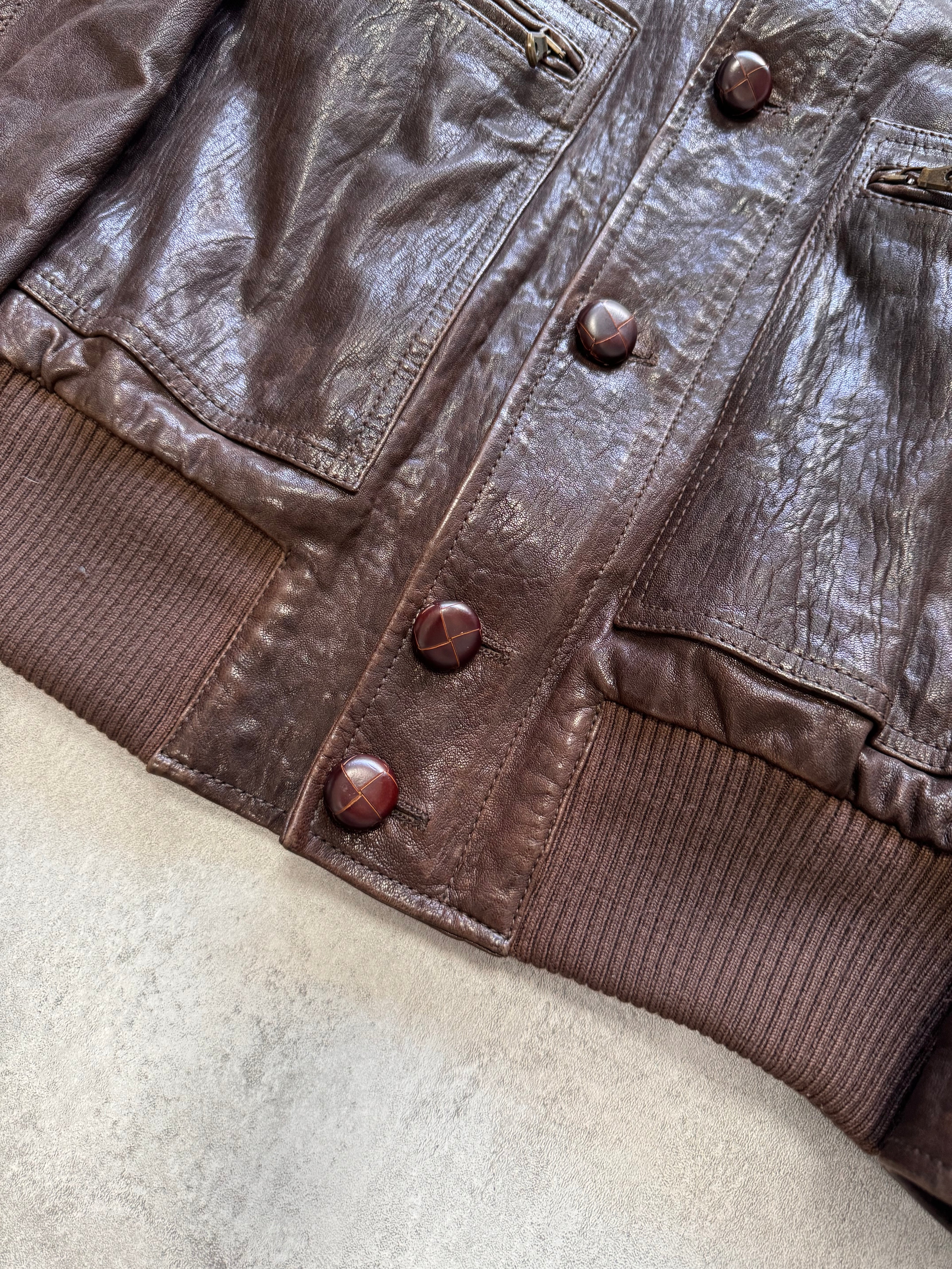 FW2005 Dolce & Gabbana Military Brown Leather Heavy Jacket