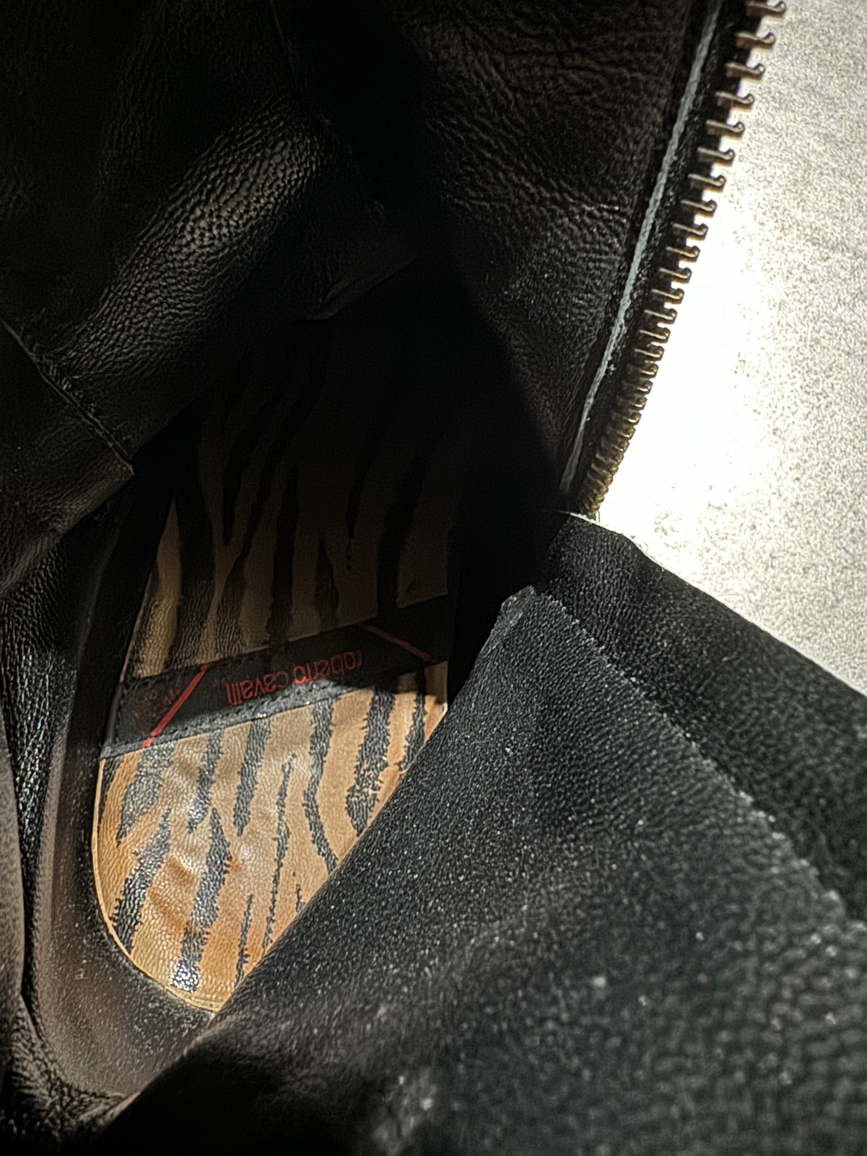 2000s Roberto Cavalli Black Python Leather Rocker Biker Boots (42,5) - 12