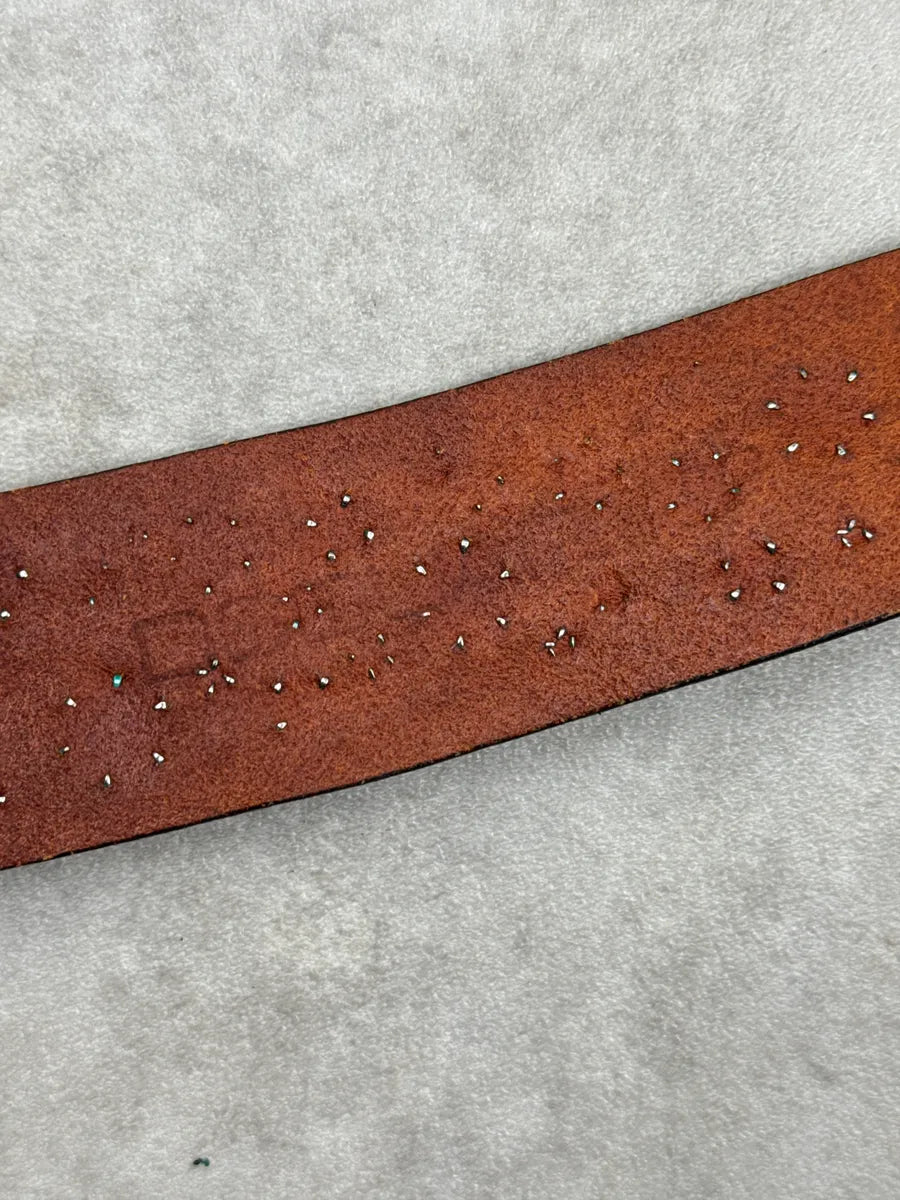 2000s Dsquared2 Brown Leather Red Studded Belt BGtXlVUO 7
