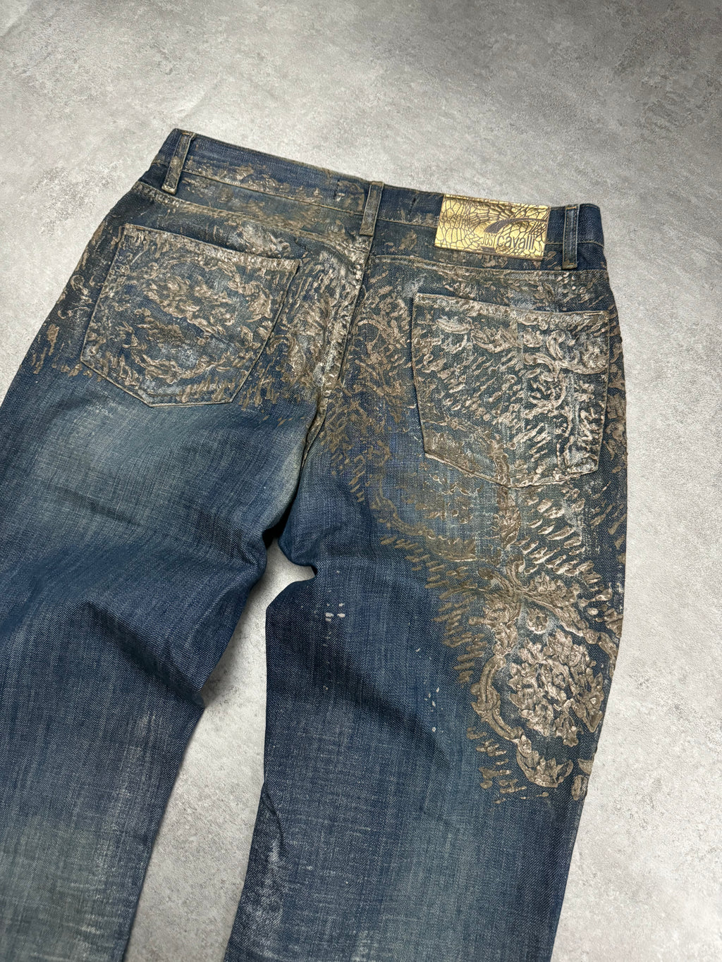 SS2007 Cavalli Blue Royal Relief Archive Soft Denim Pants  (M) - 4