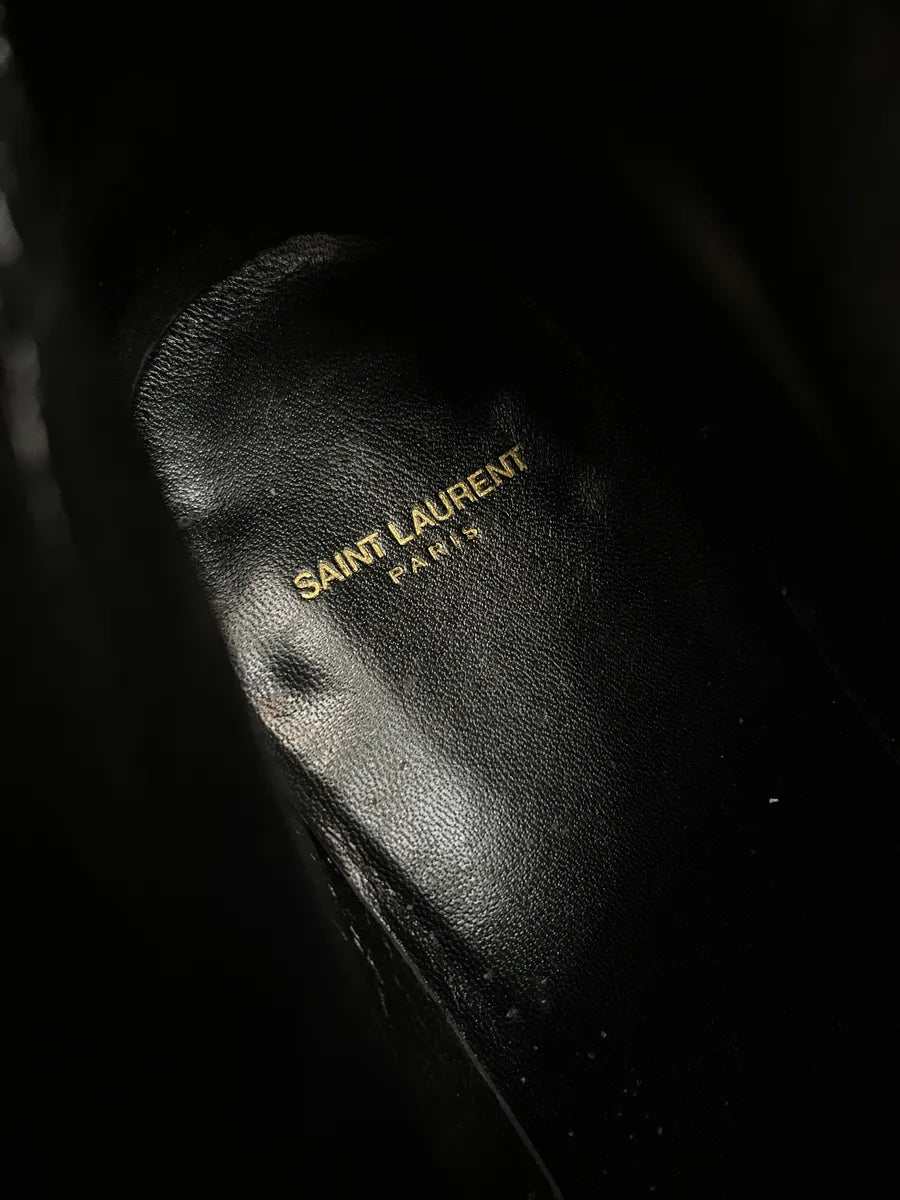 2010s Saint Laurent Buckle Strap Black Suede Leather Boots BHhUCuAS 9