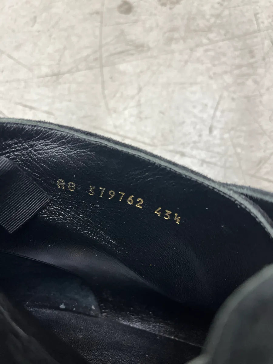 2010s Saint Laurent Buckle Strap Black Suede Leather Boots BHhUCuAS 8