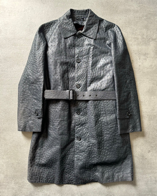 FW2000 Prada Ostrich Leather Trench Jacket (M) - 1