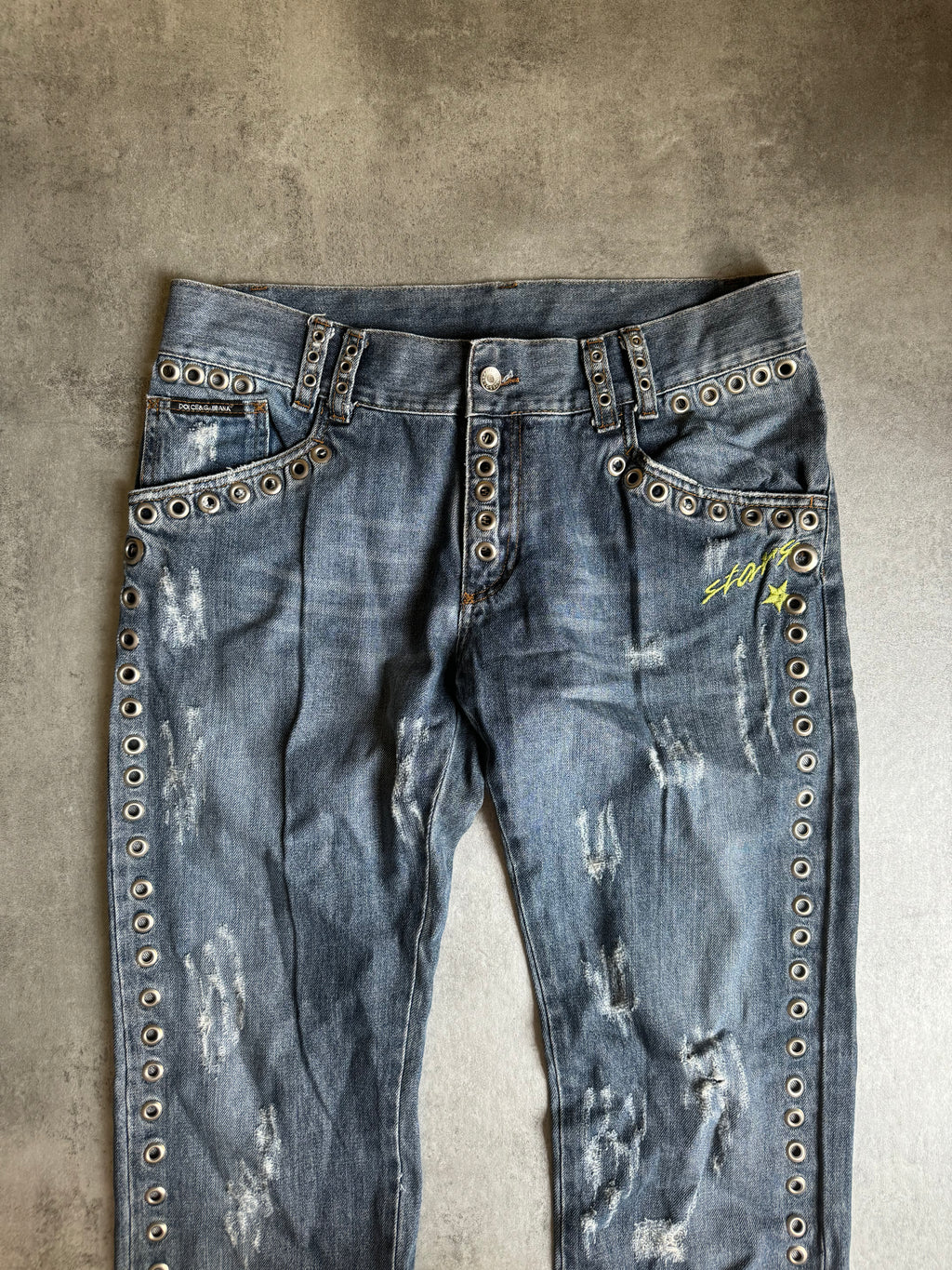 SS2006 Dolce & Gabbana Eyeled Denim Savage Pants (L) - 9