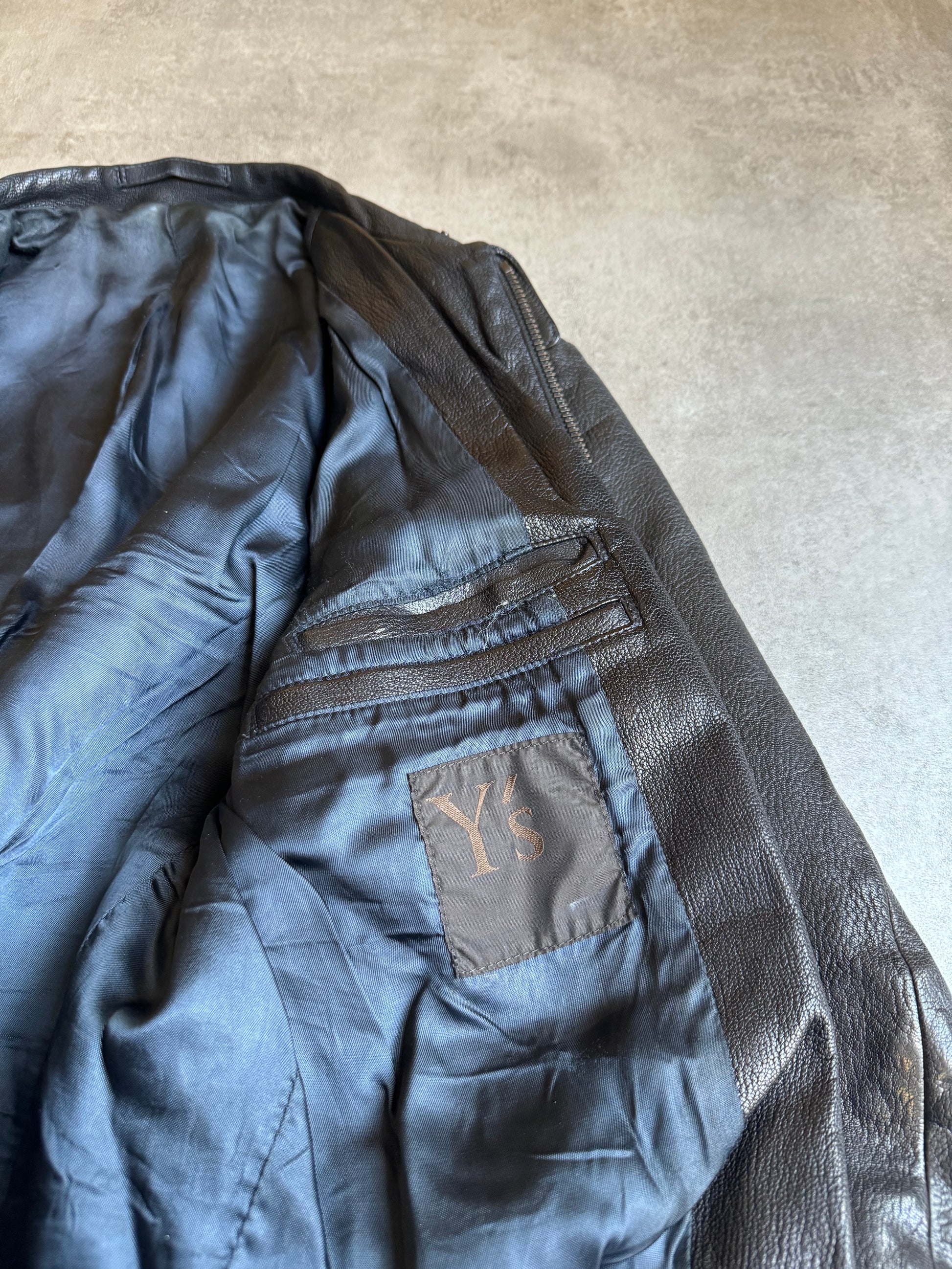 SS2003 Yohji Yamamoto Sample Biker Black Leather Jacket (S) - 10