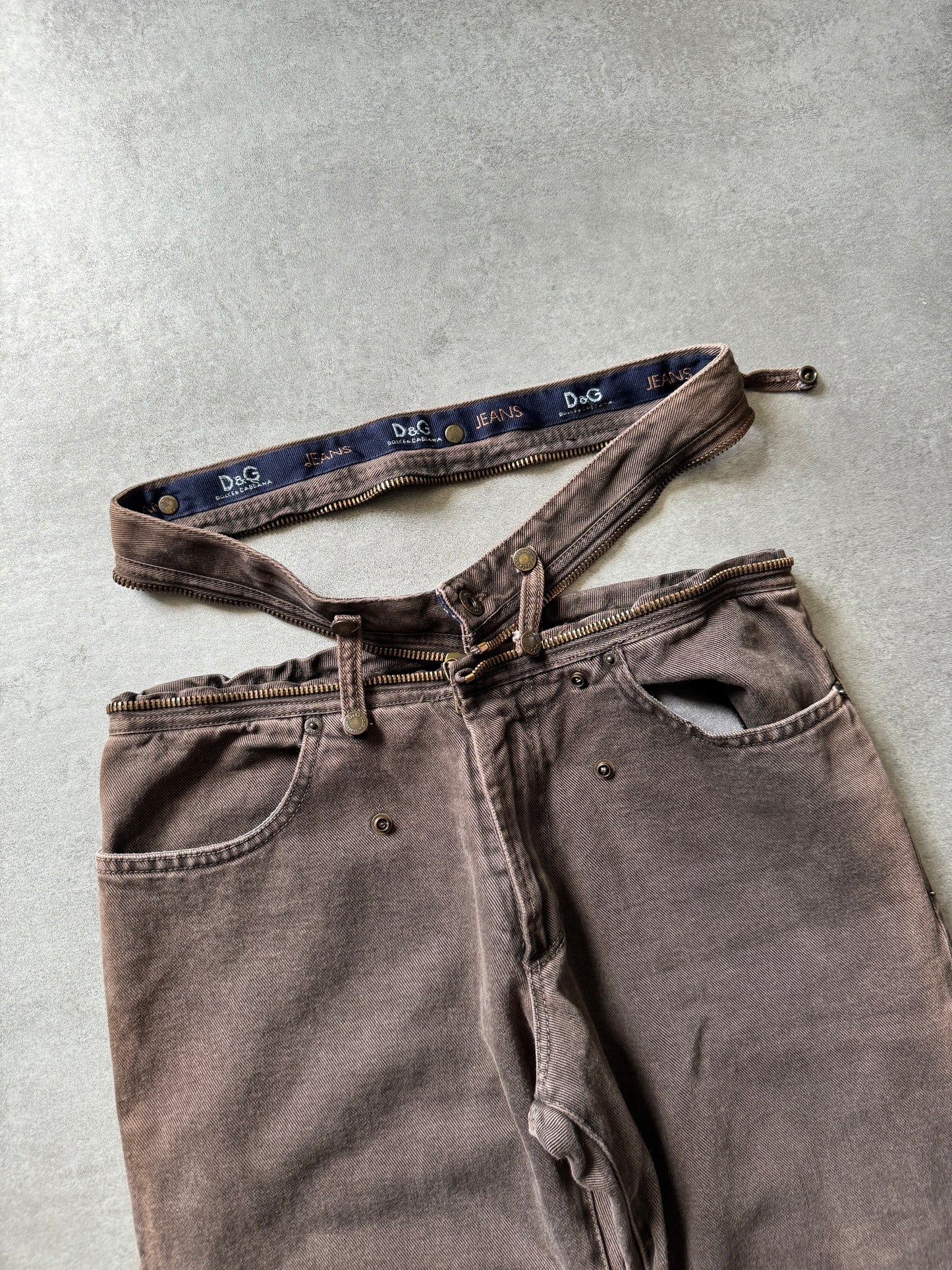 AW2003 Dolce & Gabbana Brown Zipped Pants (M) - 6