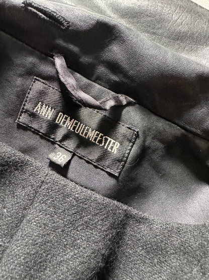 2000s Ann Demeulemeester Contemporary Brutalist Shadow Leather Jacket   (XS) - 7