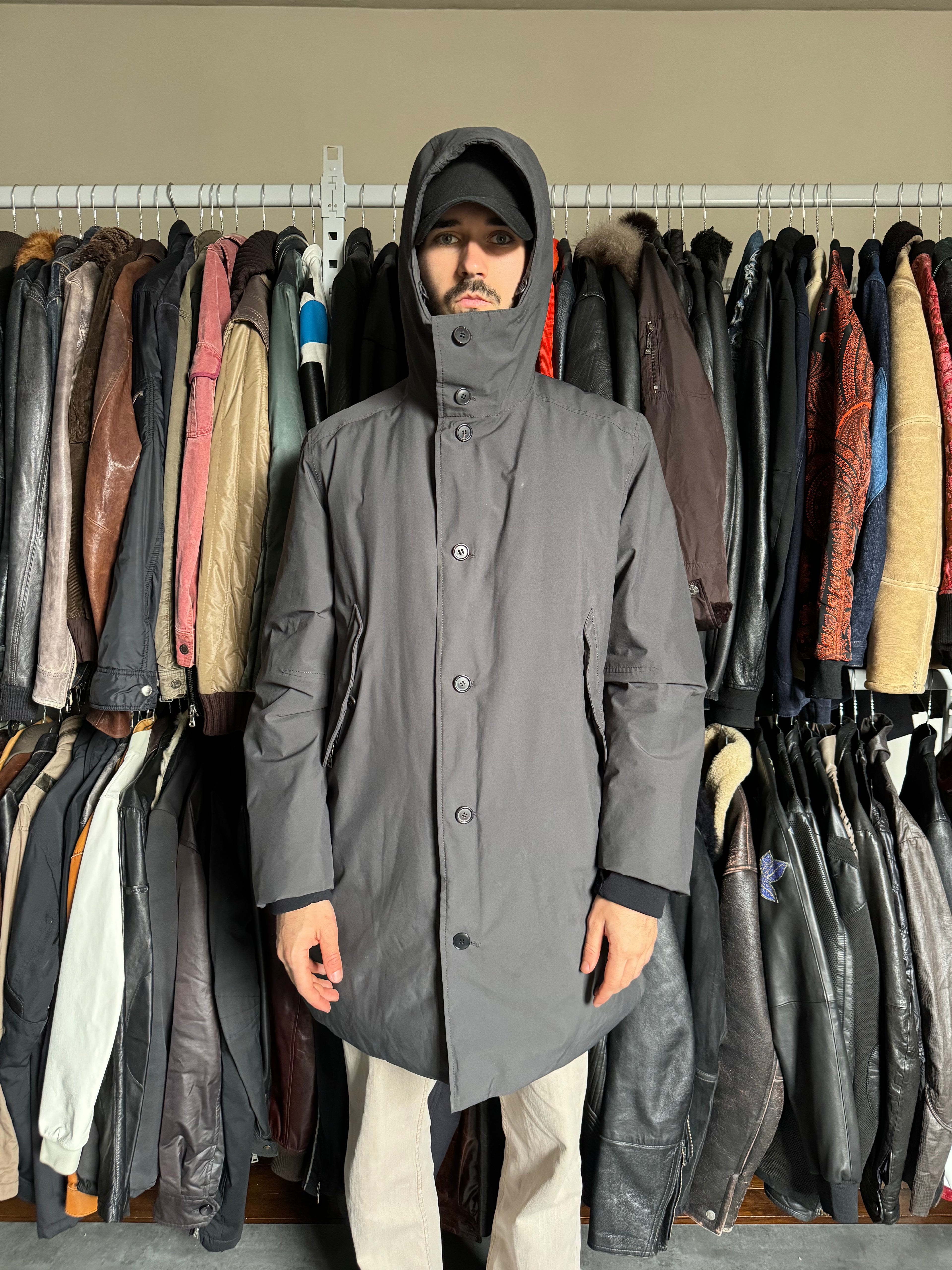 2000s Prada Linea Rossa Long Grey Jacket  (L) - 3