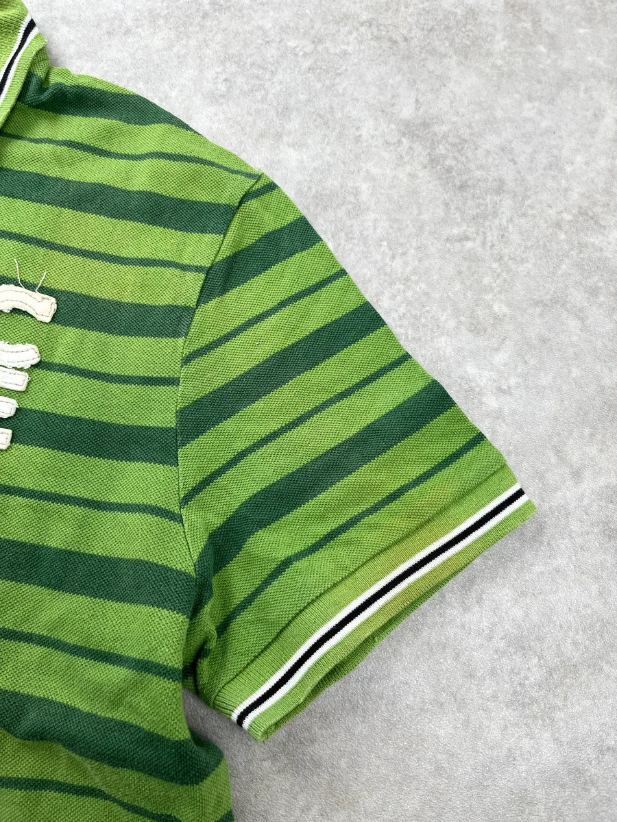 2000s Iceberg Green ICE Logo Striped Polo BaeyKThU 8