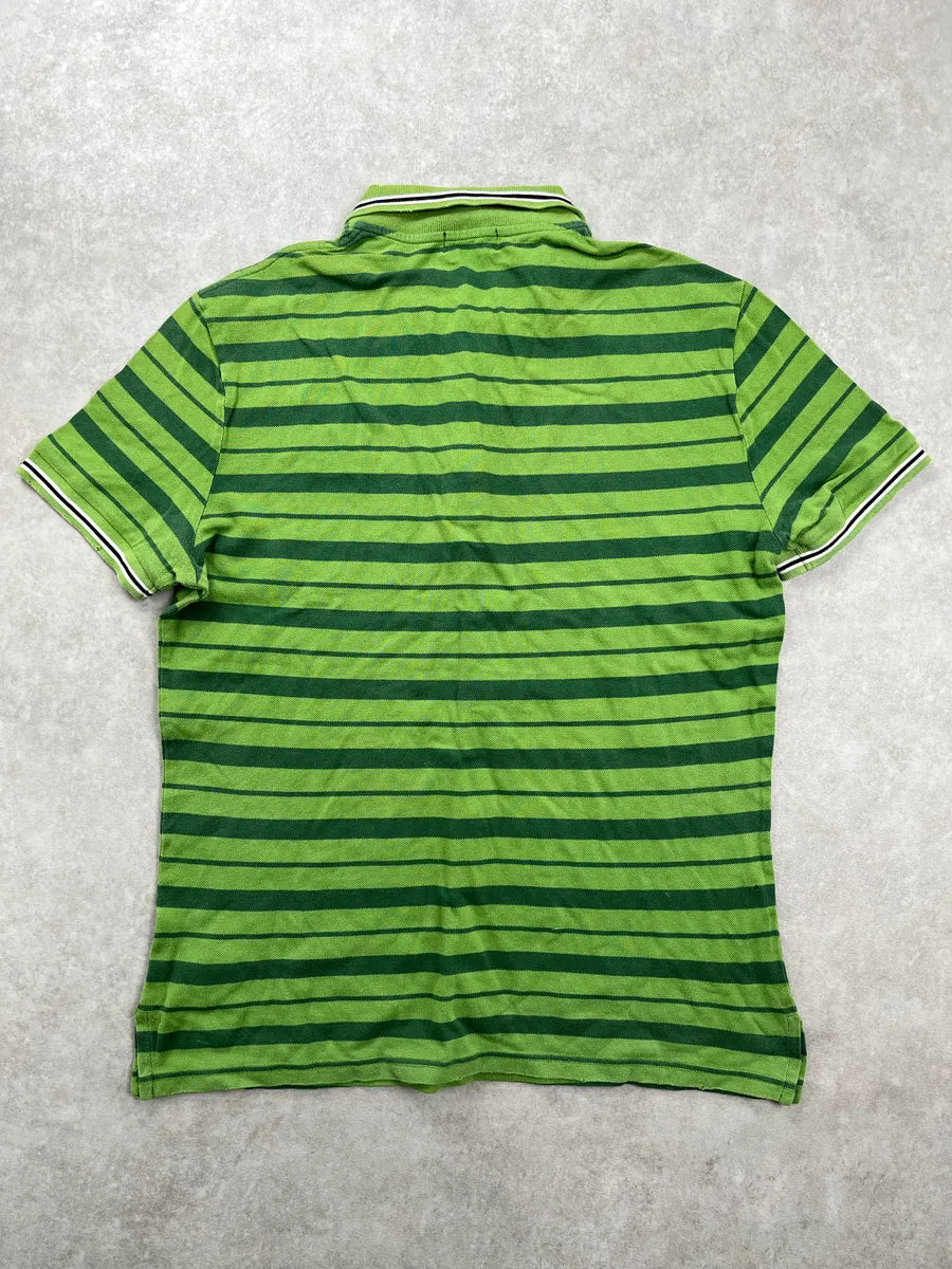 2000s Iceberg Green ICE Logo Striped Polo BaeyKThU 3